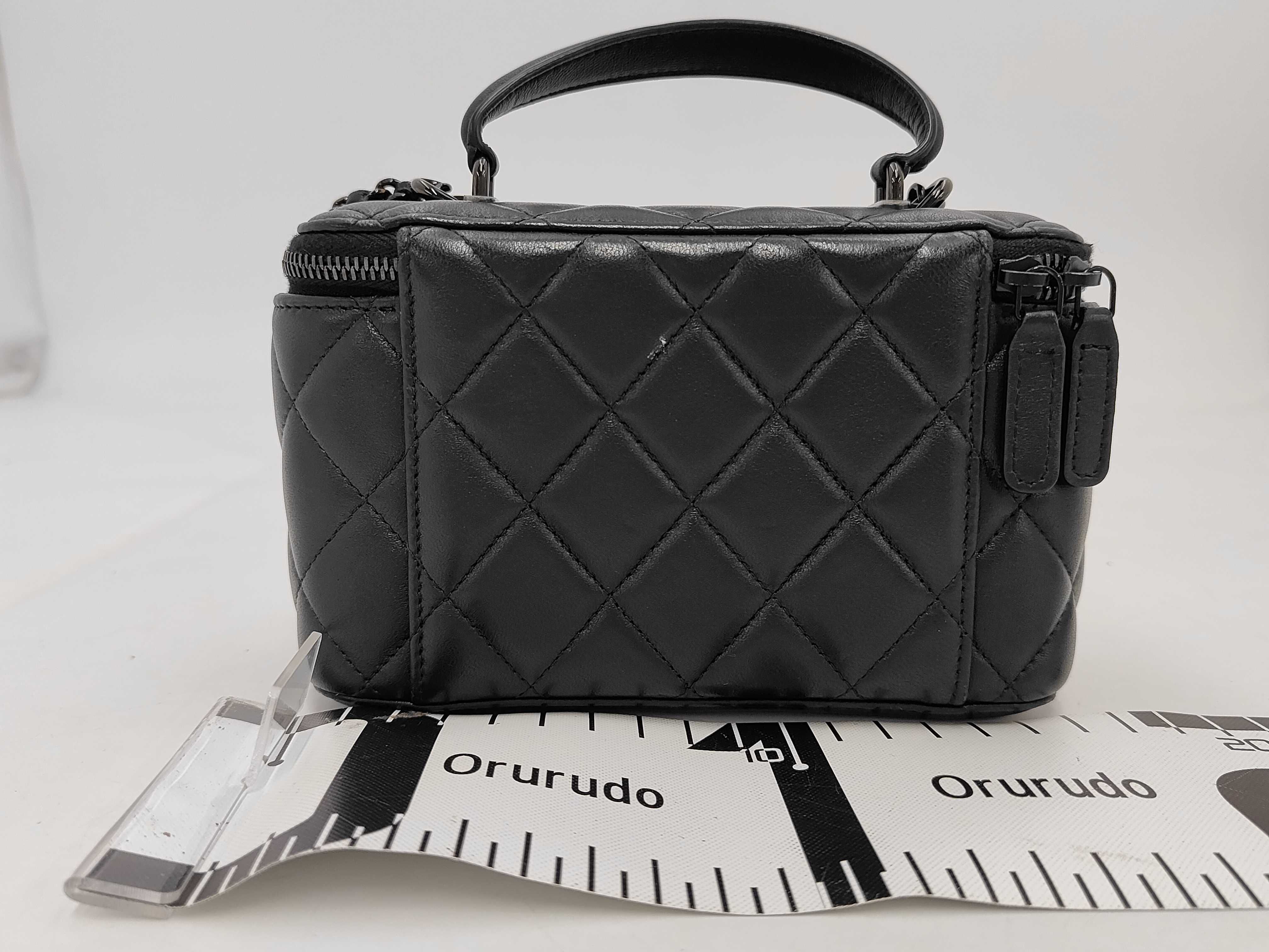Matelassé Top Handle Vanity Bag, Lambskin, Black, Gunmetal Hardware, Shoulder Bag — view 2