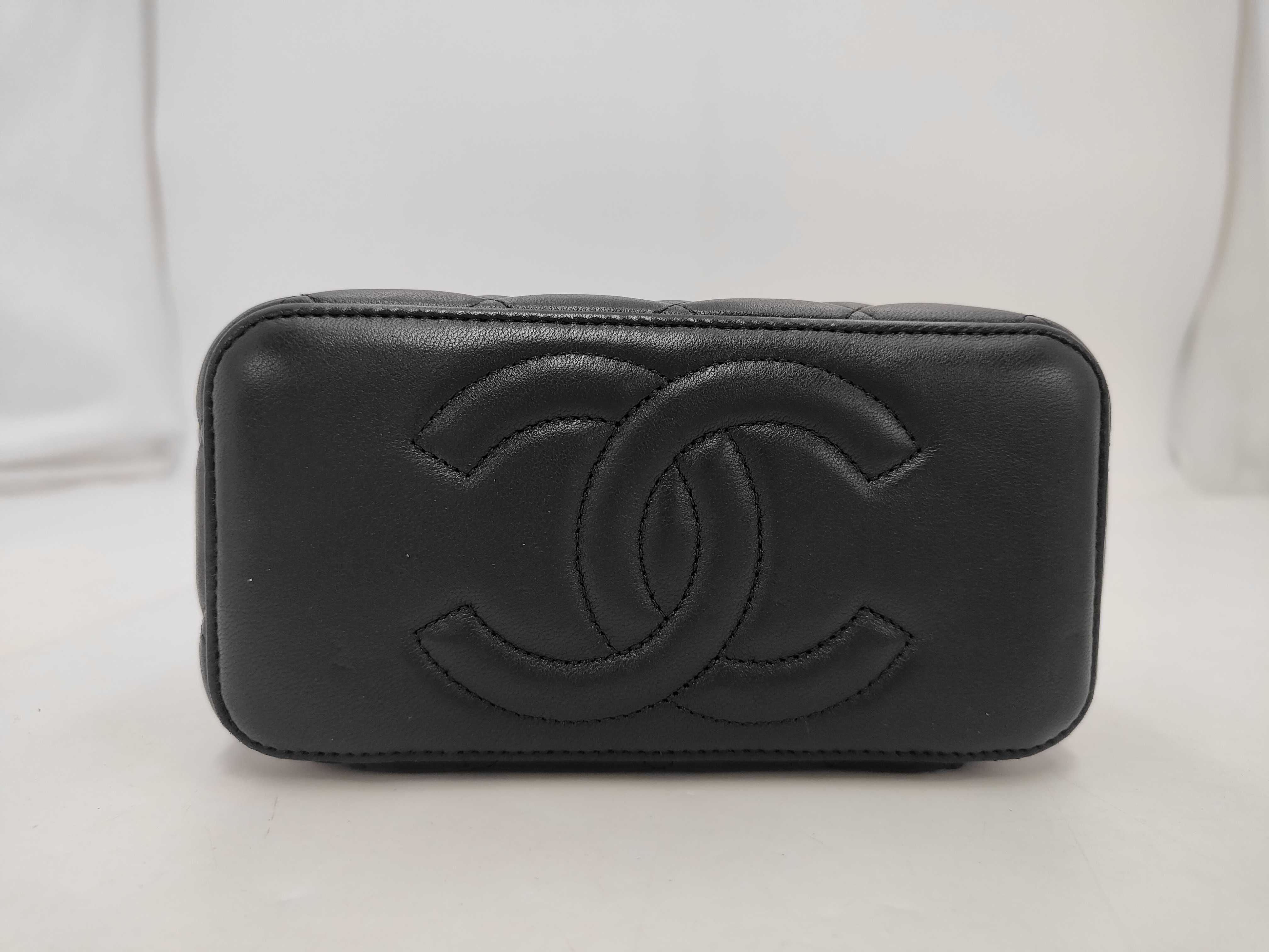 Matelassé Top Handle Vanity Bag, Lambskin, Black, Gunmetal Hardware, Shoulder Bag — view 3