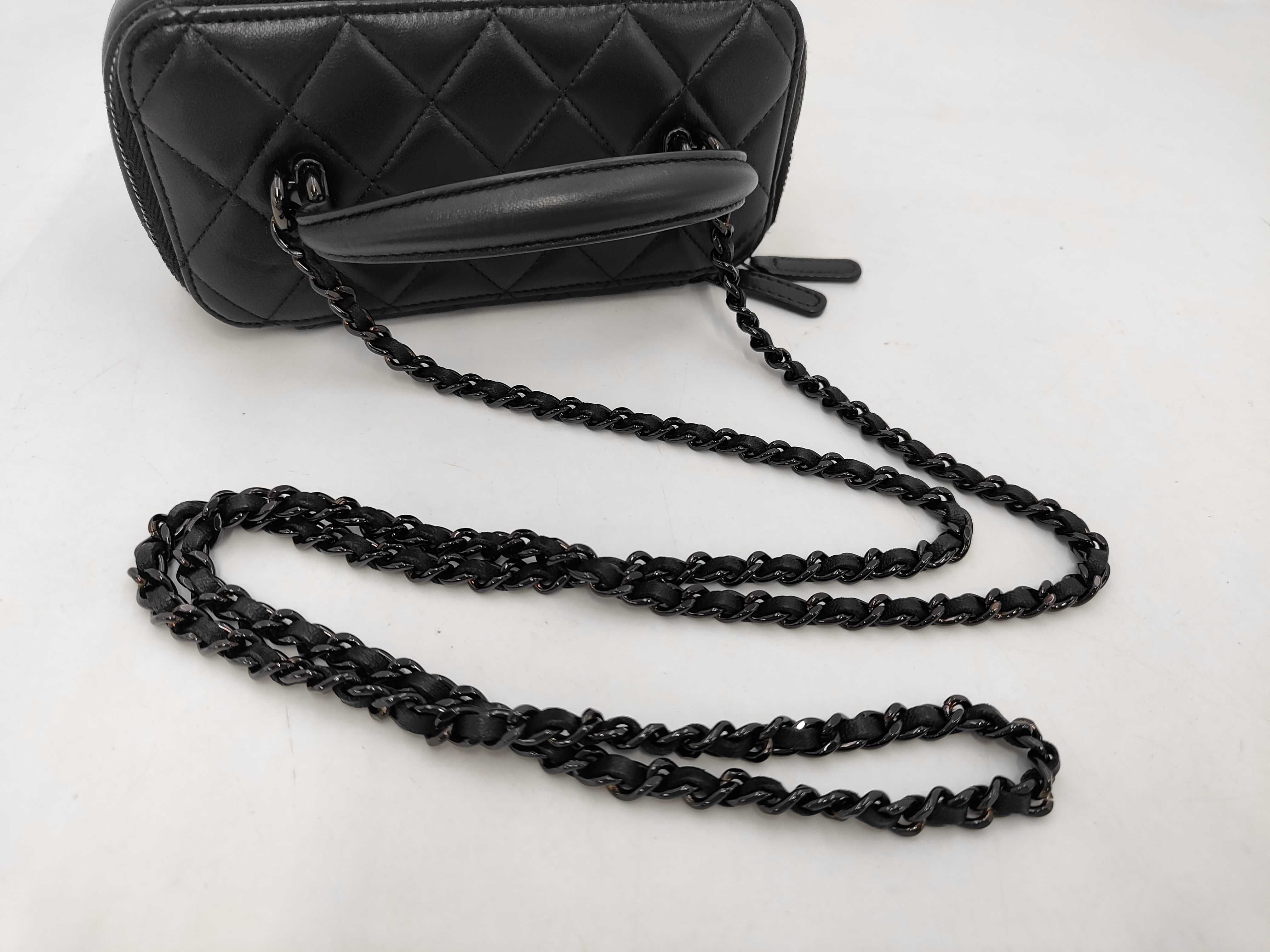 Matelassé Top Handle Vanity Bag, Lambskin, Black, Gunmetal Hardware, Shoulder Bag — view 5