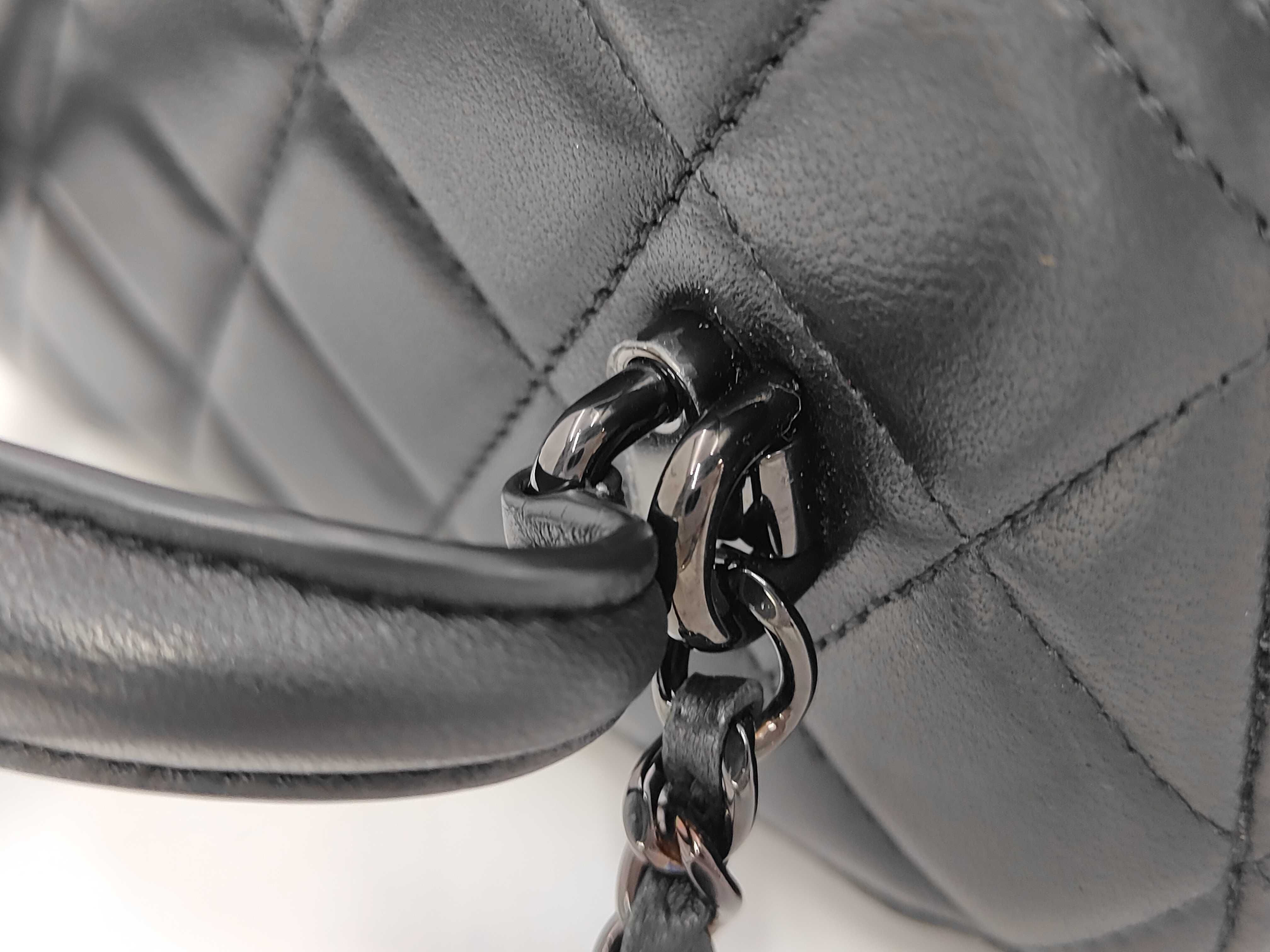 Matelassé Top Handle Vanity Bag, Lambskin, Black, Gunmetal Hardware, Shoulder Bag — view 7