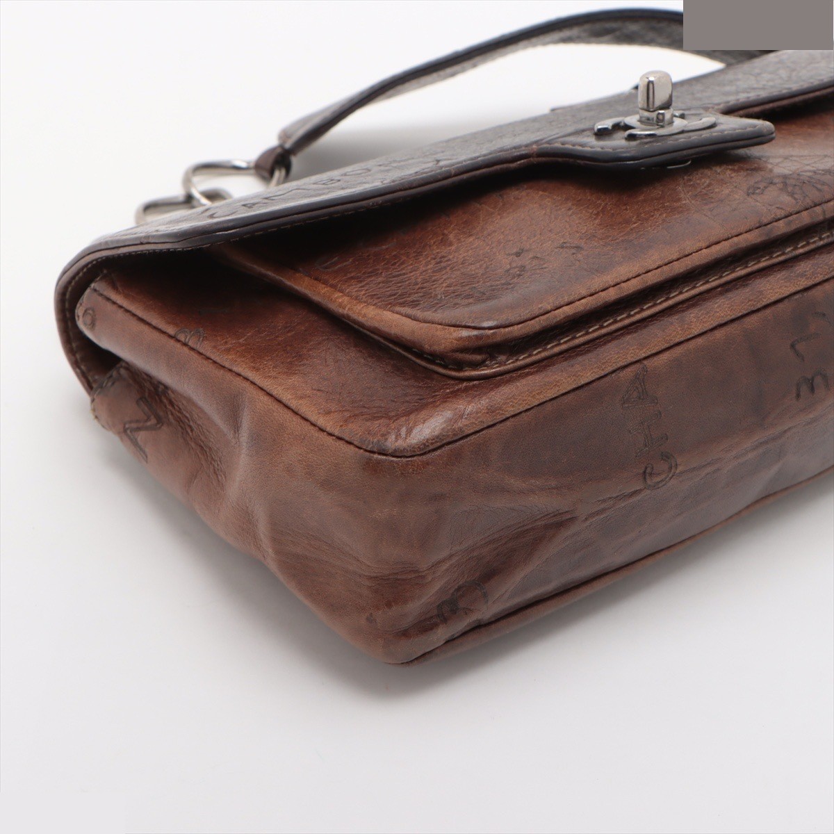 Cruise Line Leather Chain Shoulder Bag, Brown/Silver — view 4