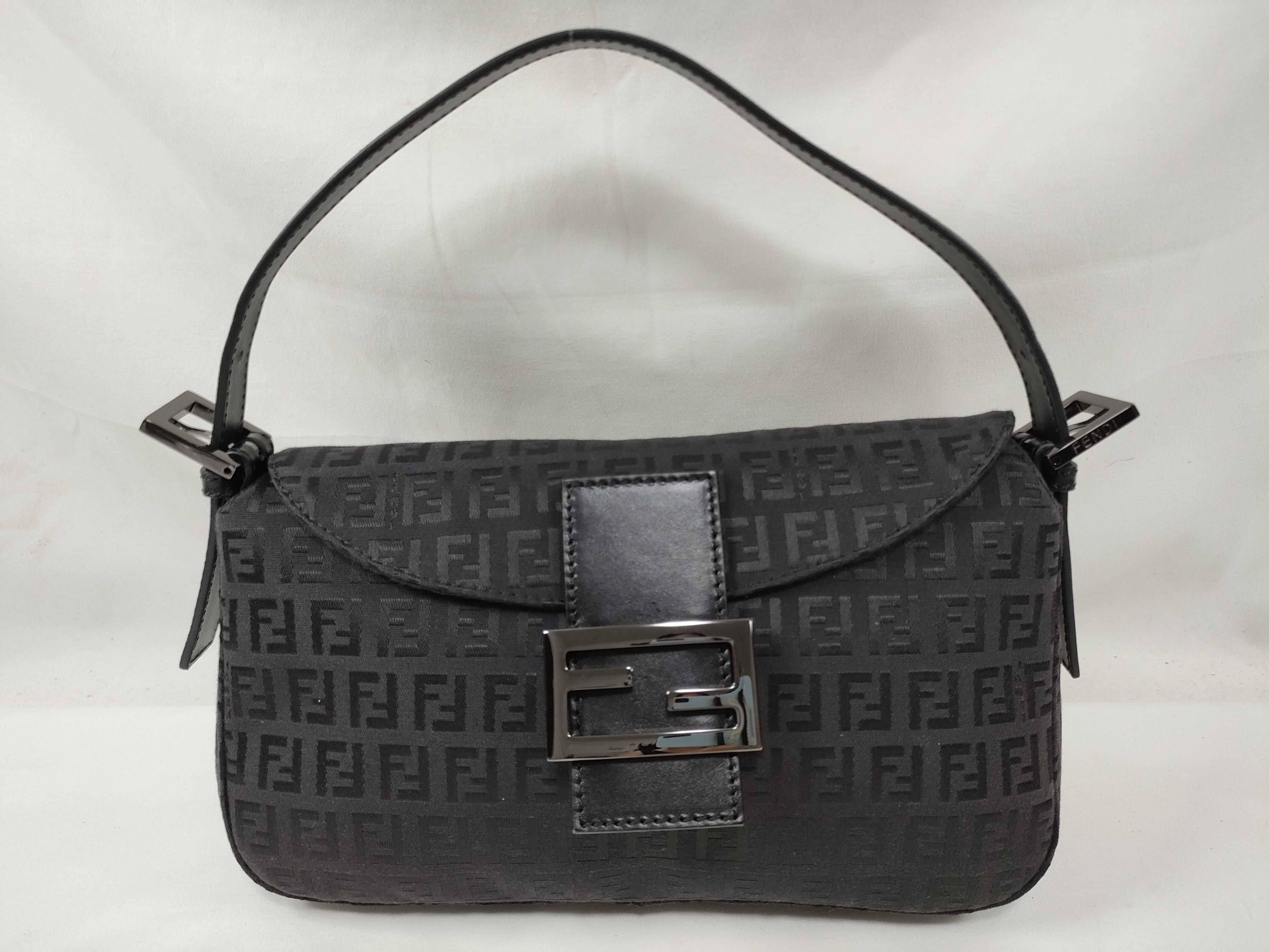 Zucchino Canvas x Leather One-Shoulder Bag, Black, 8BR003 (Shoulder Bag)