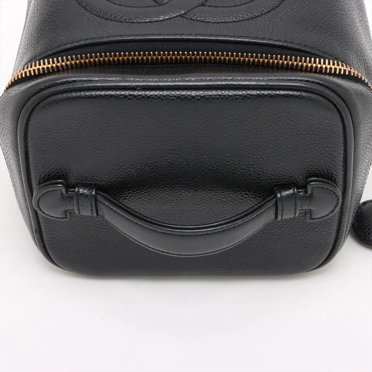 Cocomark caviar skin vanity bag black gold hardware — view 5