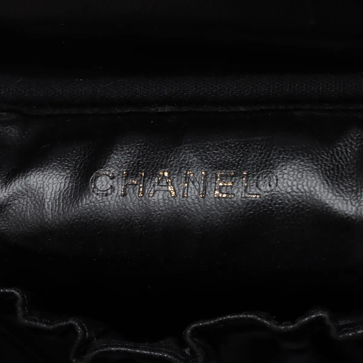 Cocomark caviar skin vanity bag black gold hardware — view 8