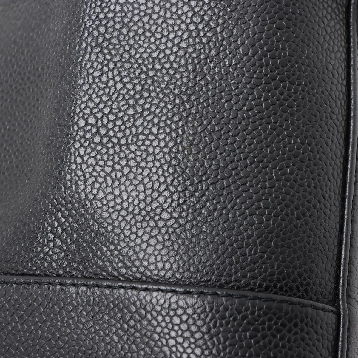 Cocomark caviar skin vanity bag black gold hardware — view 10