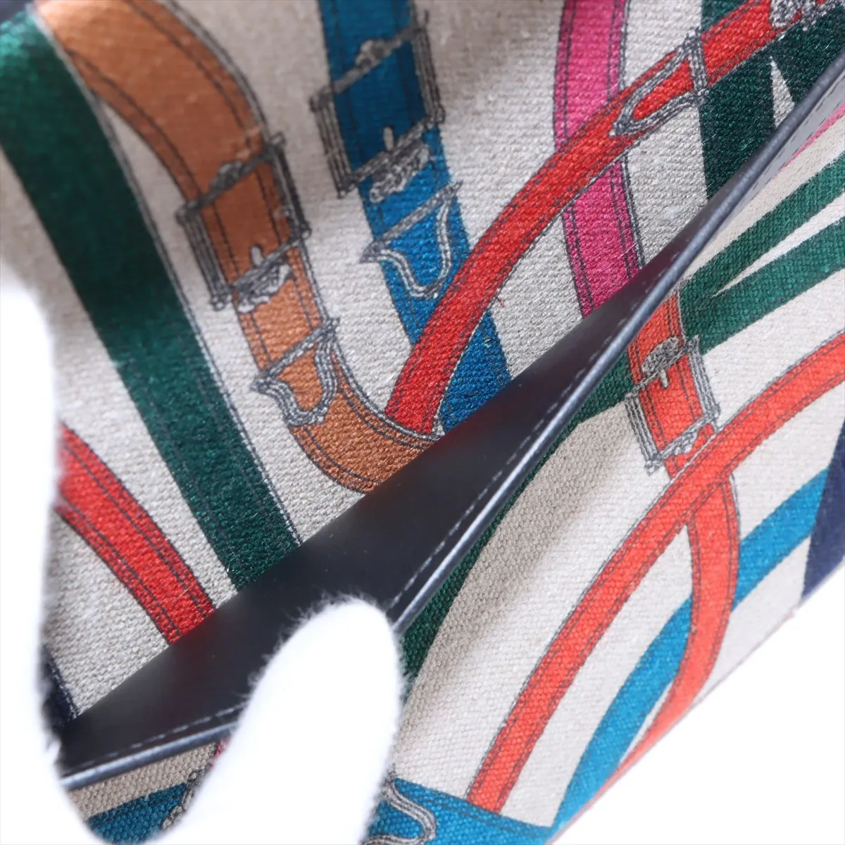[Individually wrapped] Hermes Kelly 32 Serie Vaux Swift x Toile de Camp Black x Multicolor Silver Hardware A: 2017 Cavalcadour — view 12