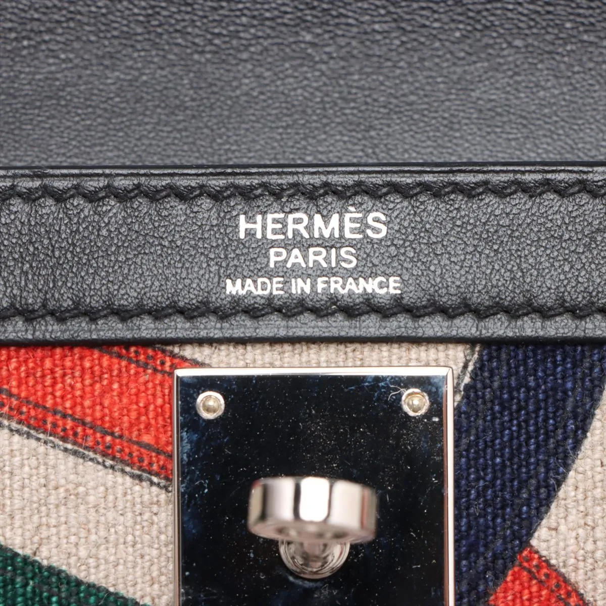 [Individually wrapped] Hermes Kelly 32 Serie Vaux Swift x Toile de Camp Black x Multicolor Silver Hardware A: 2017 Cavalcadour — view 13
