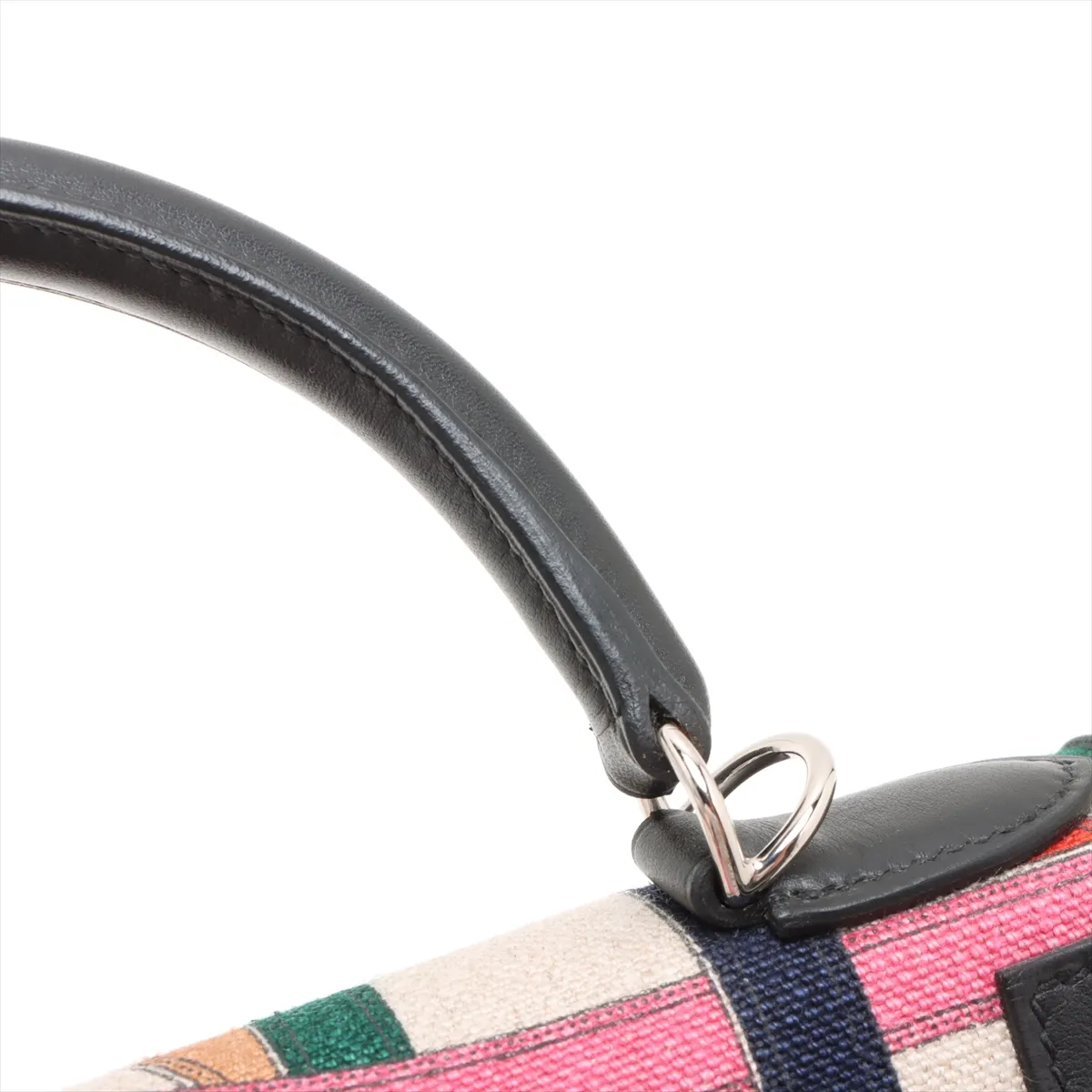 [Individually wrapped] Hermes Kelly 32 Serie Vaux Swift x Toile de Camp Black x Multicolor Silver Hardware A: 2017 Cavalcadour — view 15