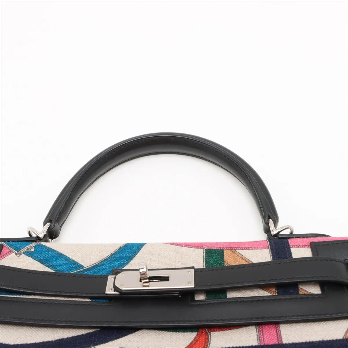 [Individually wrapped] Hermes Kelly 32 Serie Vaux Swift x Toile de Camp Black x Multicolor Silver Hardware A: 2017 Cavalcadour — view 6