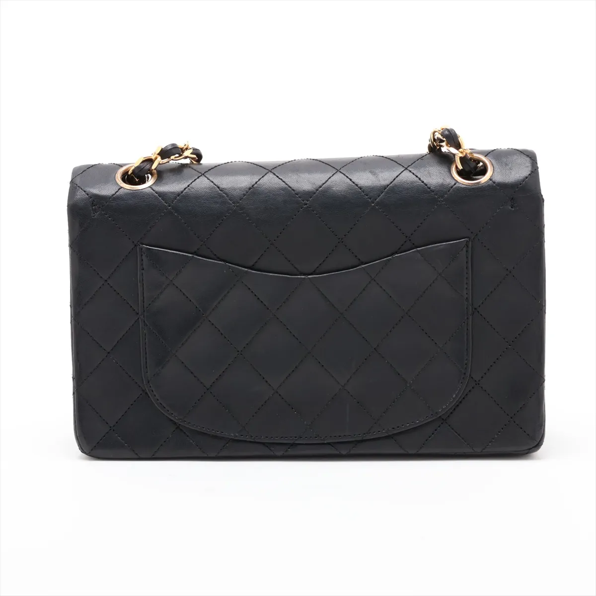 Matelassé 23 Small Lambskin Double Flap Double Chain Bag, Black with Gold Hardware, 0635069, Serial Number 0-series, A01113 — view 2