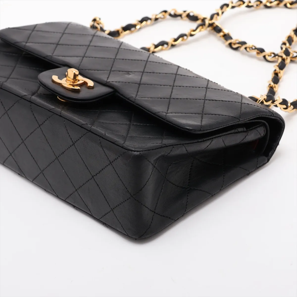 Matelassé 23 Small Lambskin Double Flap Double Chain Bag, Black with Gold Hardware, 0635069, Serial Number 0-series, A01113 — view 3