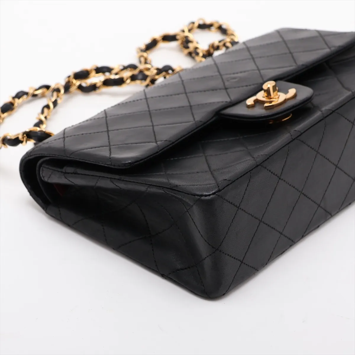 Matelassé 23 Small Lambskin Double Flap Double Chain Bag, Black with Gold Hardware, 0635069, Serial Number 0-series, A01113 — view 4
