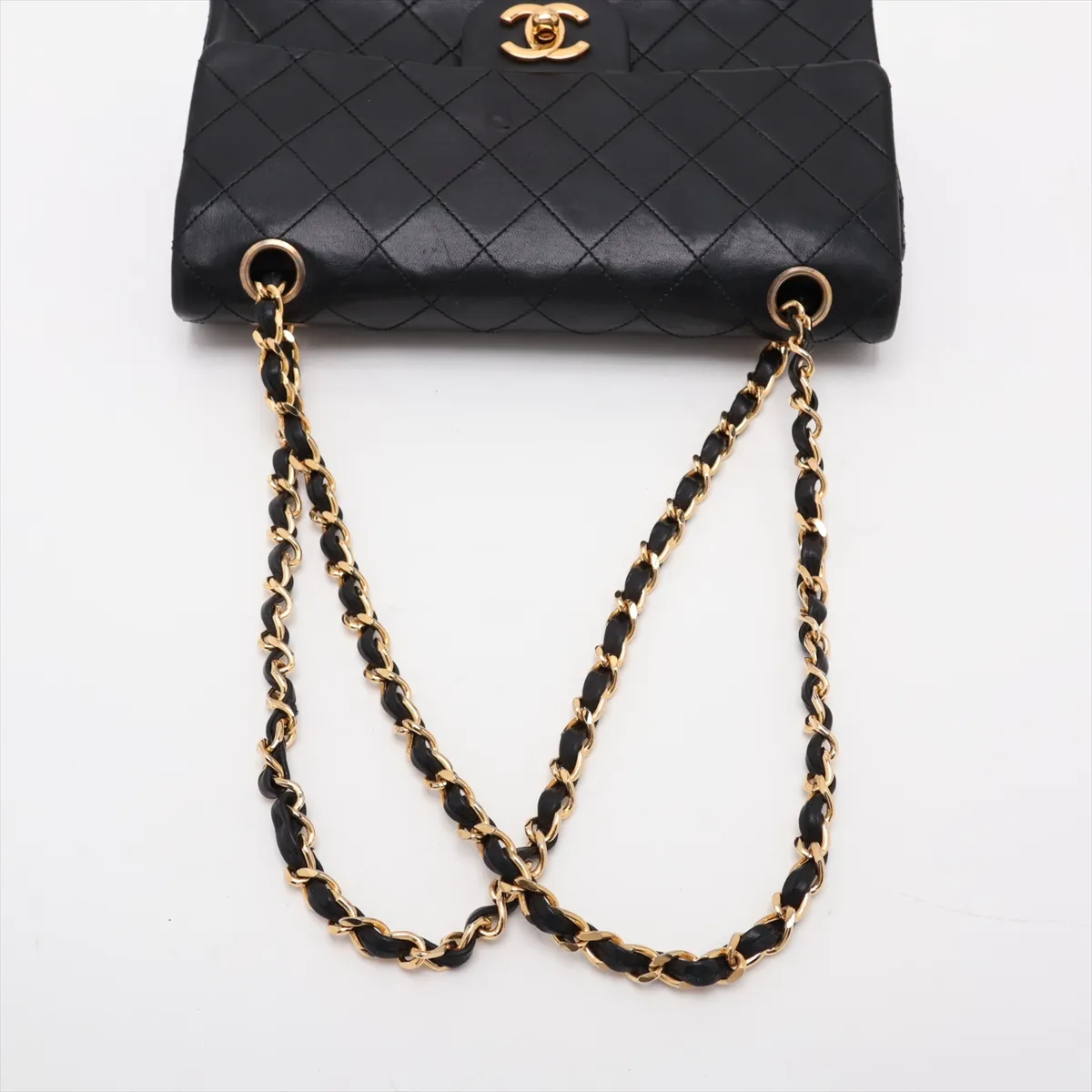 Matelassé 23 Small Lambskin Double Flap Double Chain Bag, Black with Gold Hardware, 0635069, Serial Number 0-series, A01113 — view 5