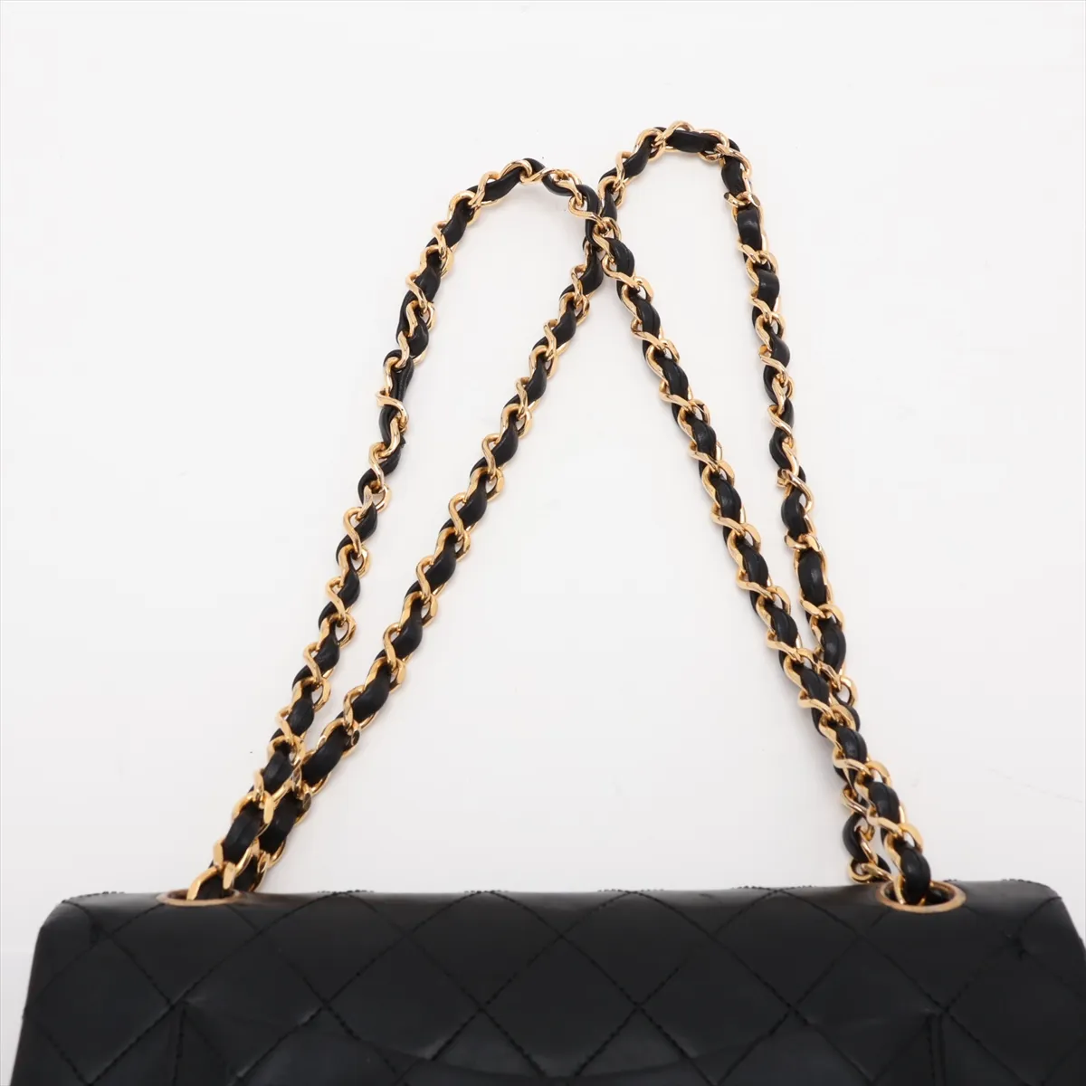Matelassé 23 Small Lambskin Double Flap Double Chain Bag, Black with Gold Hardware, 0635069, Serial Number 0-series, A01113 — view 6