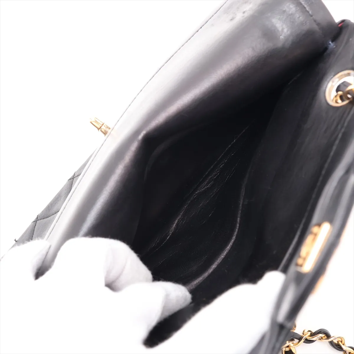 Matelassé 23 Small Lambskin Double Flap Double Chain Bag, Black with Gold Hardware, 0635069, Serial Number 0-series, A01113 — view 10
