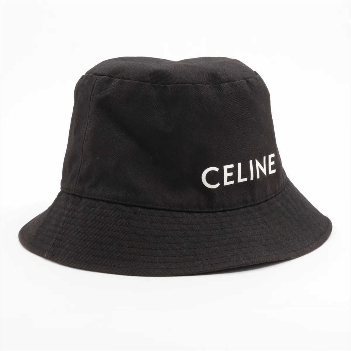 2AU5B968P Logo Bucket Hat, Size L, Cotton, Black. Shows signs of wear, — view 2