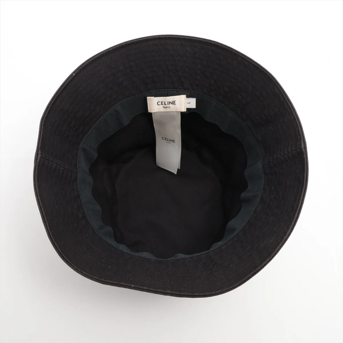2AU5B968P Logo Bucket Hat, Size L, Cotton, Black. Shows signs of wear, — view 4