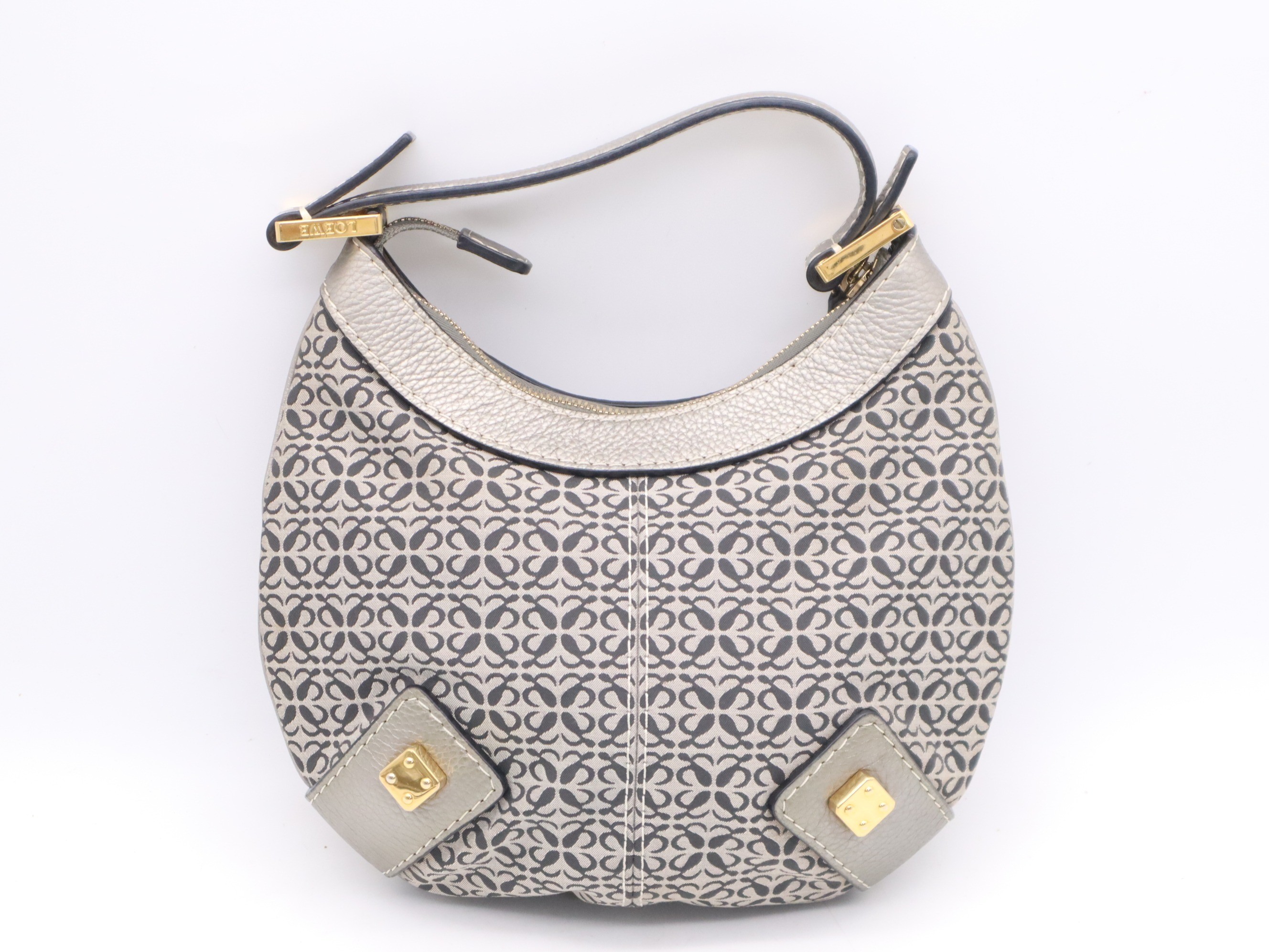 Leather New Road Line Hobo Bag, Silver, Gold Hardware — view 2