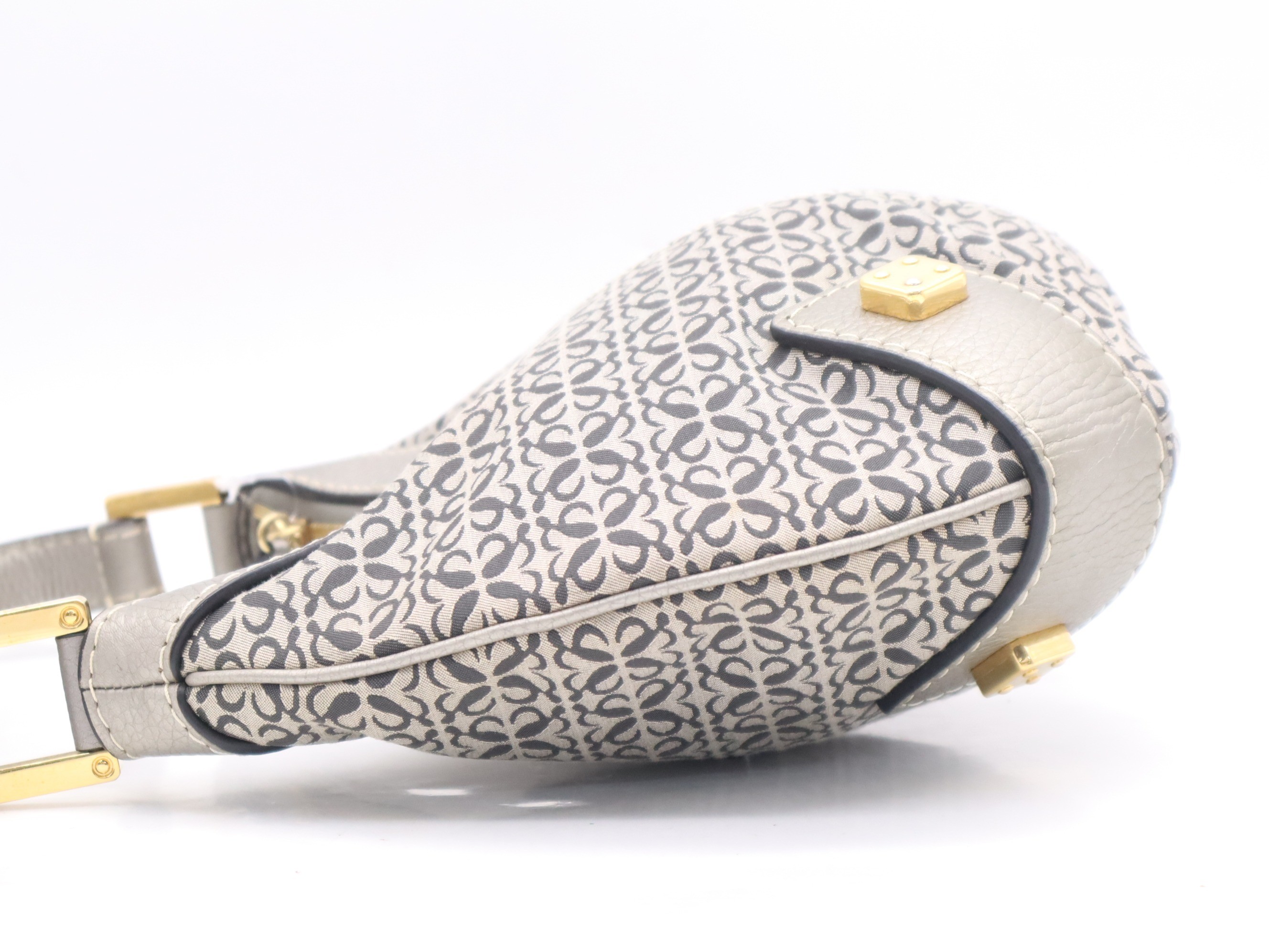 Leather New Road Line Hobo Bag, Silver, Gold Hardware — view 3