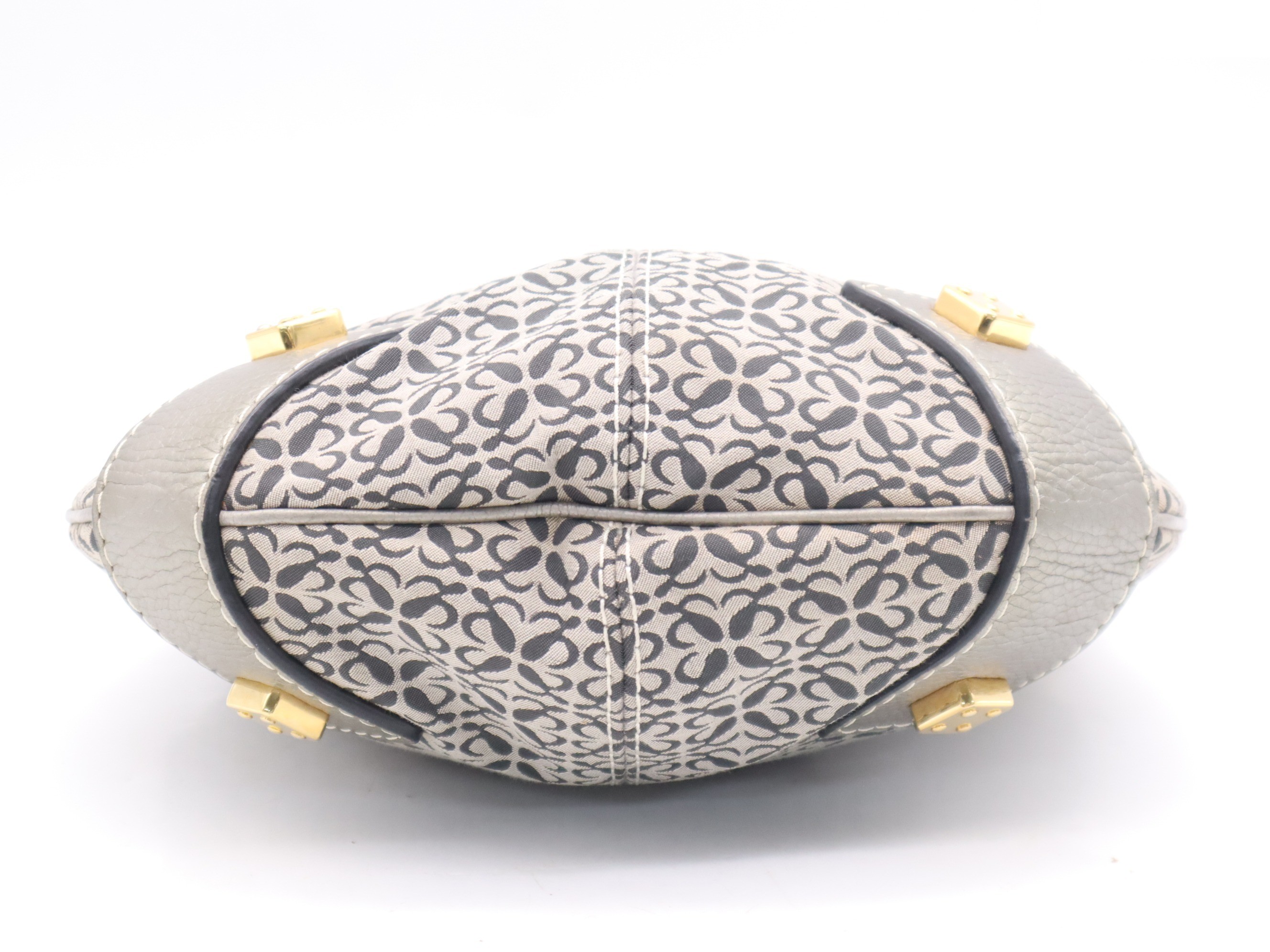 Leather New Road Line Hobo Bag, Silver, Gold Hardware — view 4