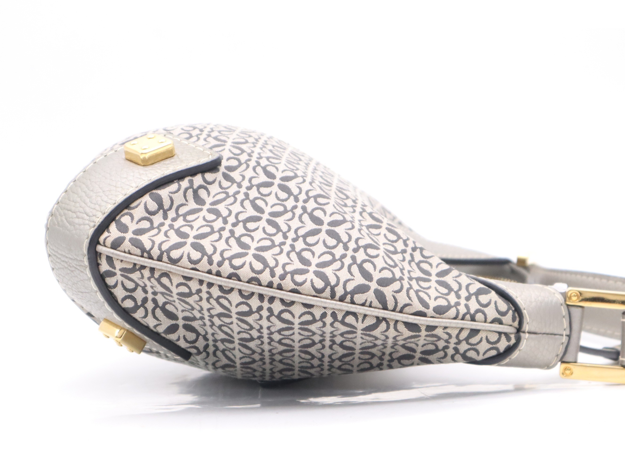 Leather New Road Line Hobo Bag, Silver, Gold Hardware — view 5