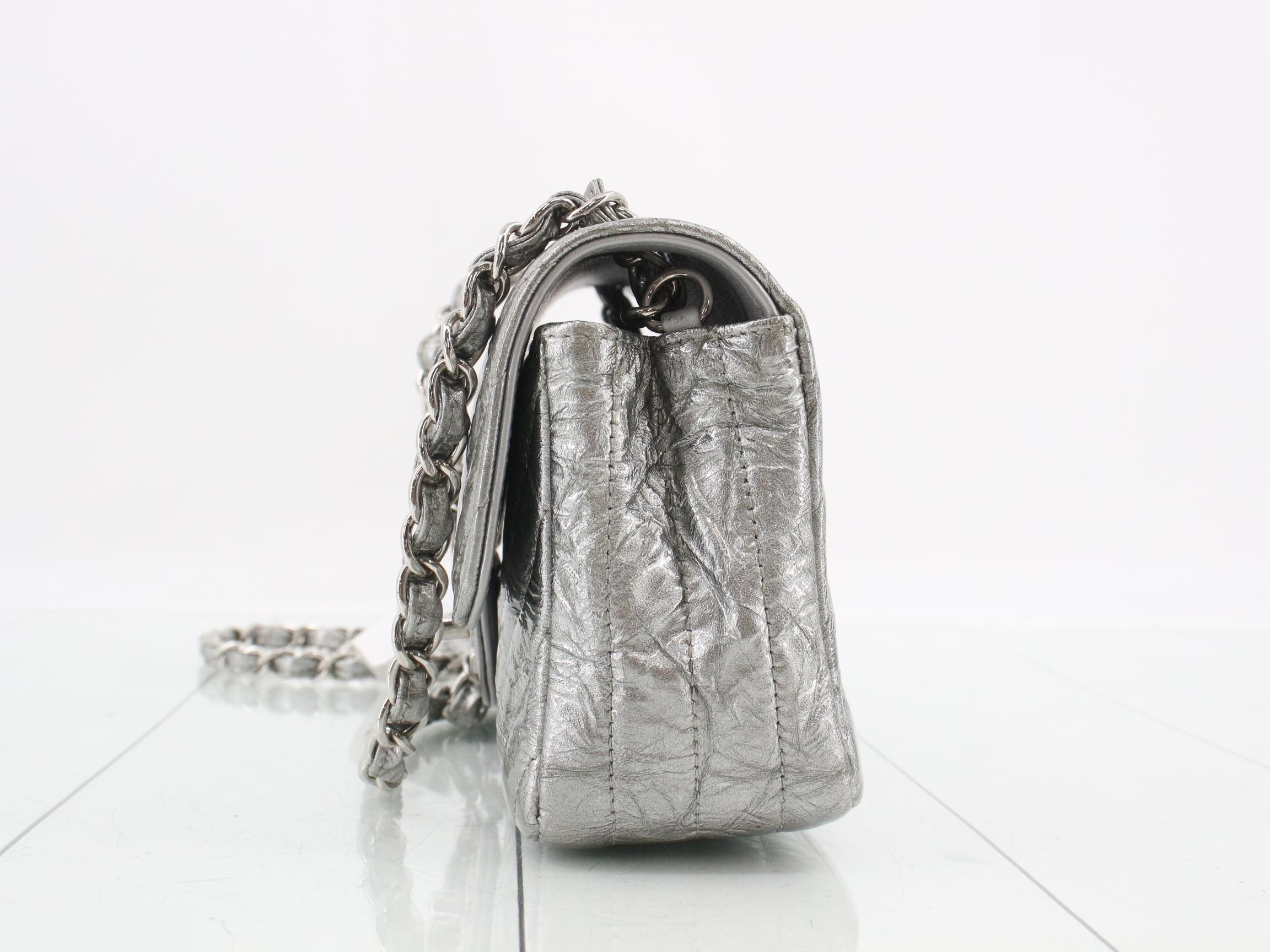 V-stitch Coco Mark Chain Shoulder Bag, Silver — view 3