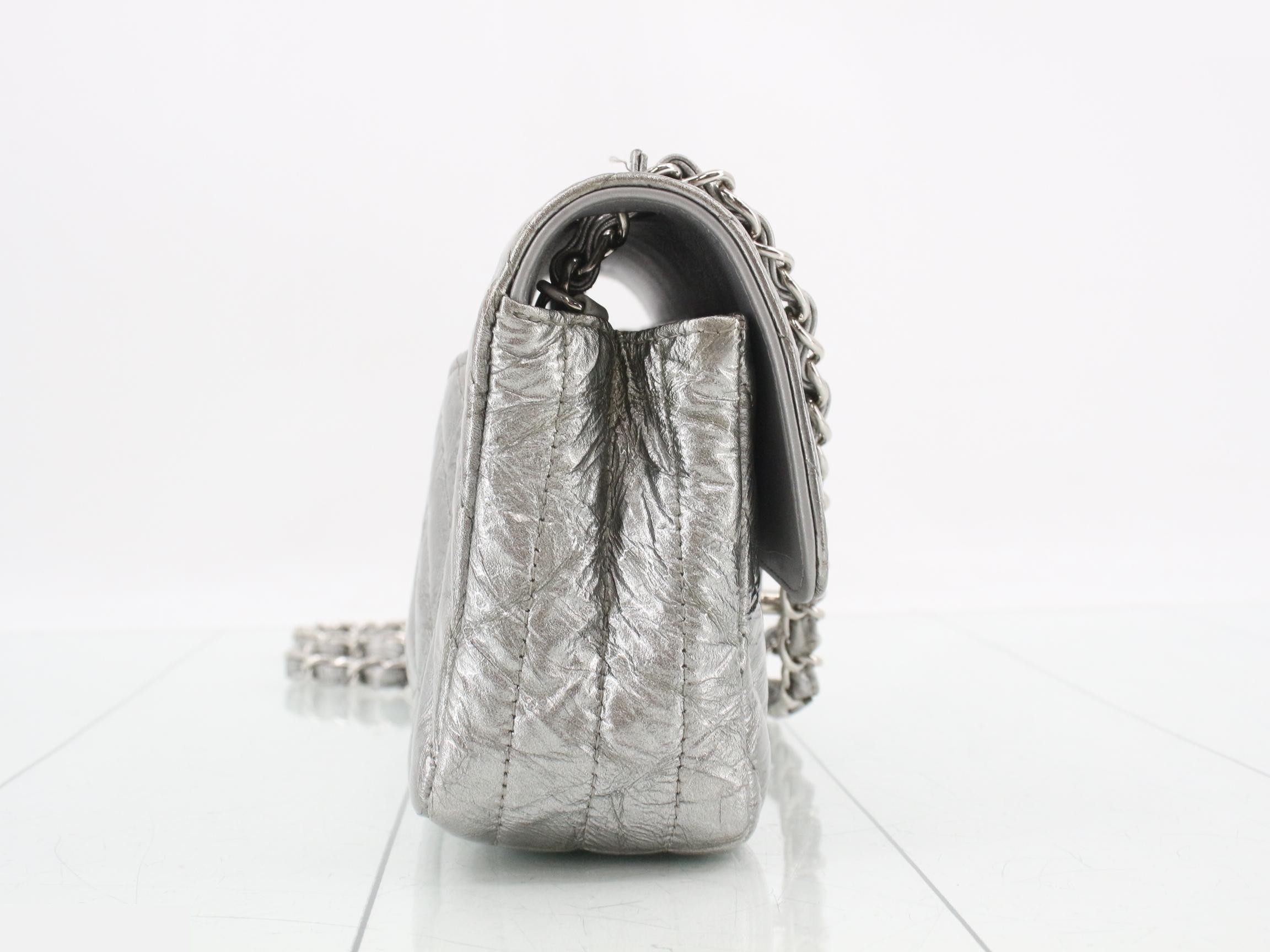 V-stitch Coco Mark Chain Shoulder Bag, Silver — view 4