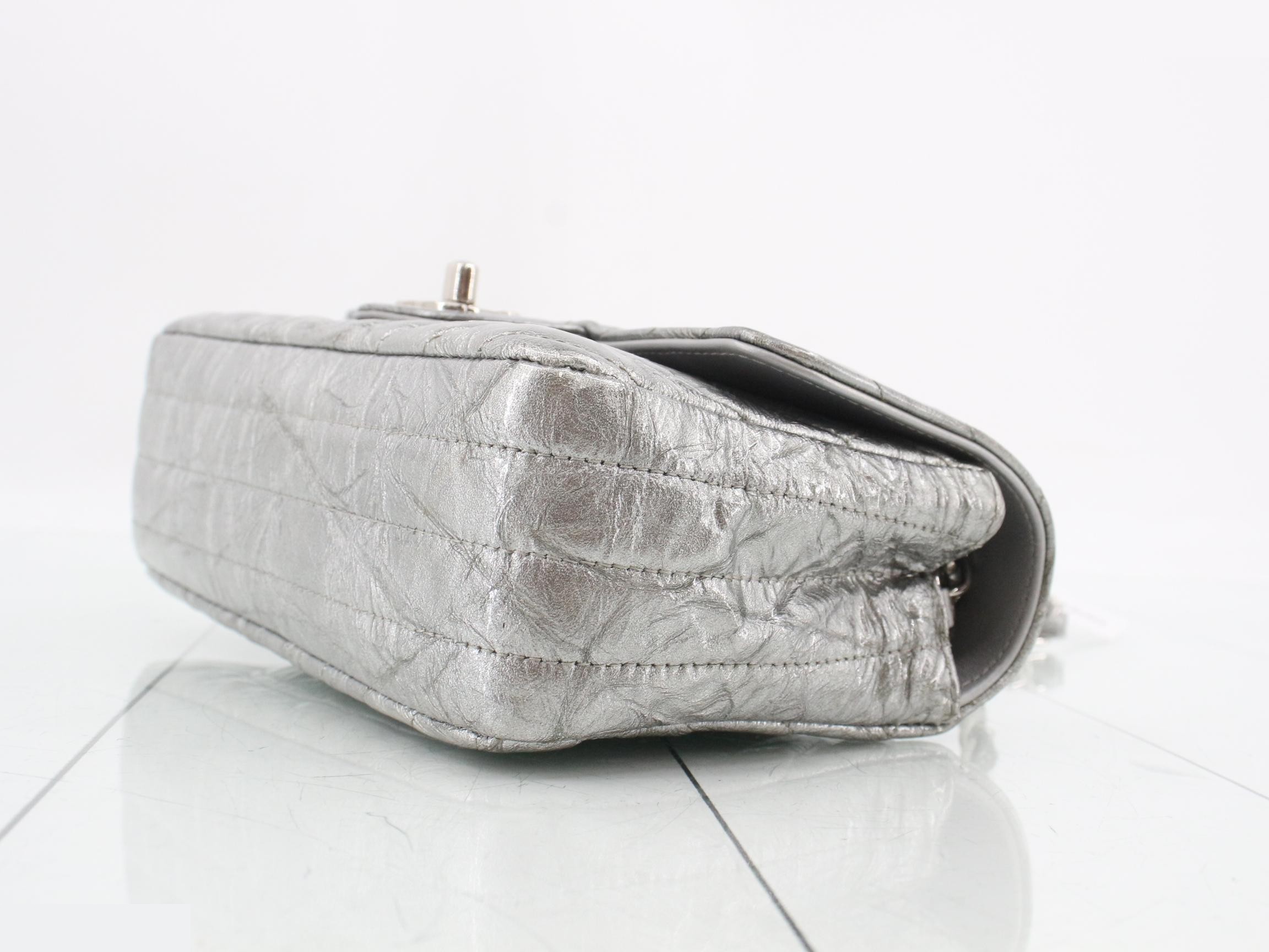V-stitch Coco Mark Chain Shoulder Bag, Silver — view 6