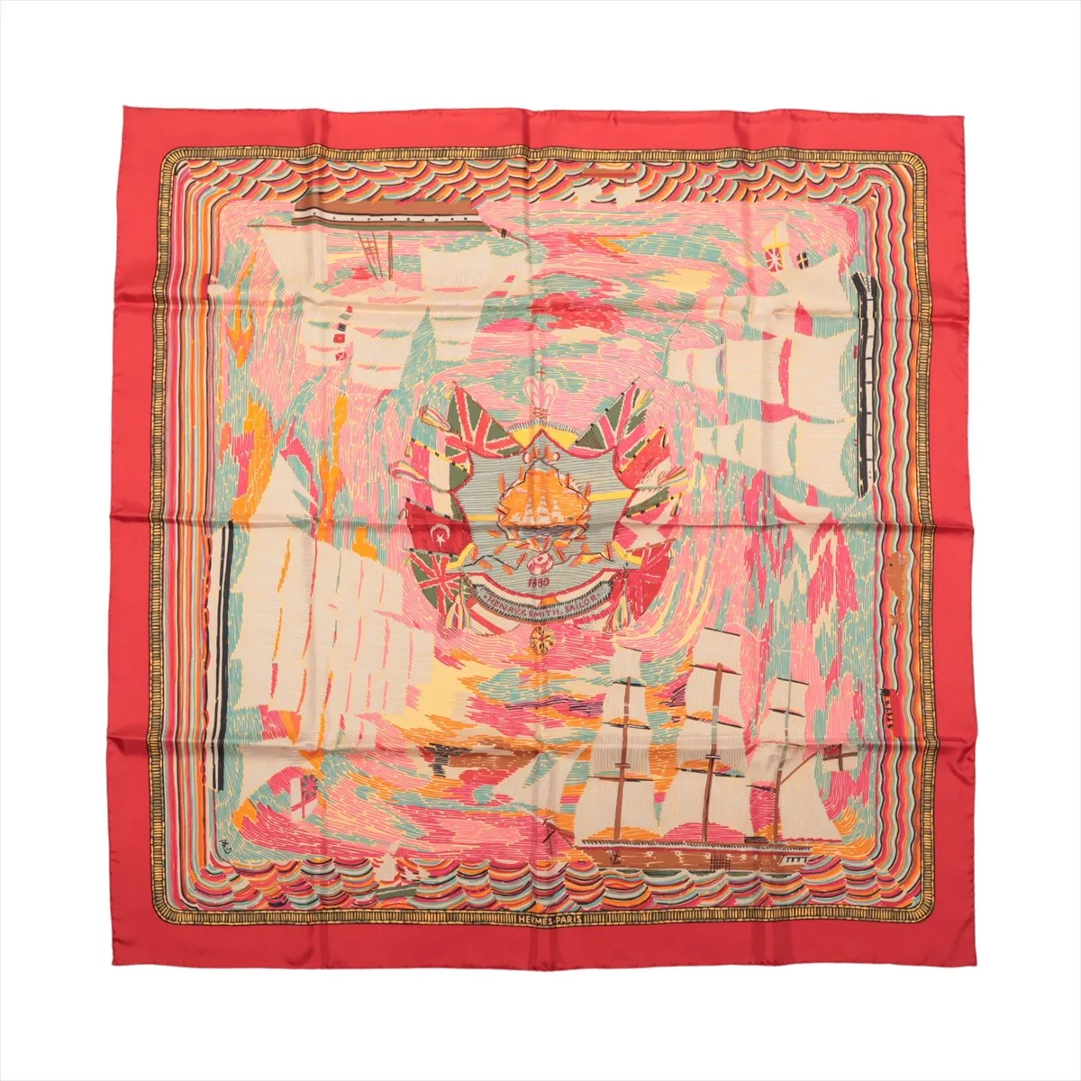 Carre 90 HENRY F SMITH SAILOR Scarf Silk Red