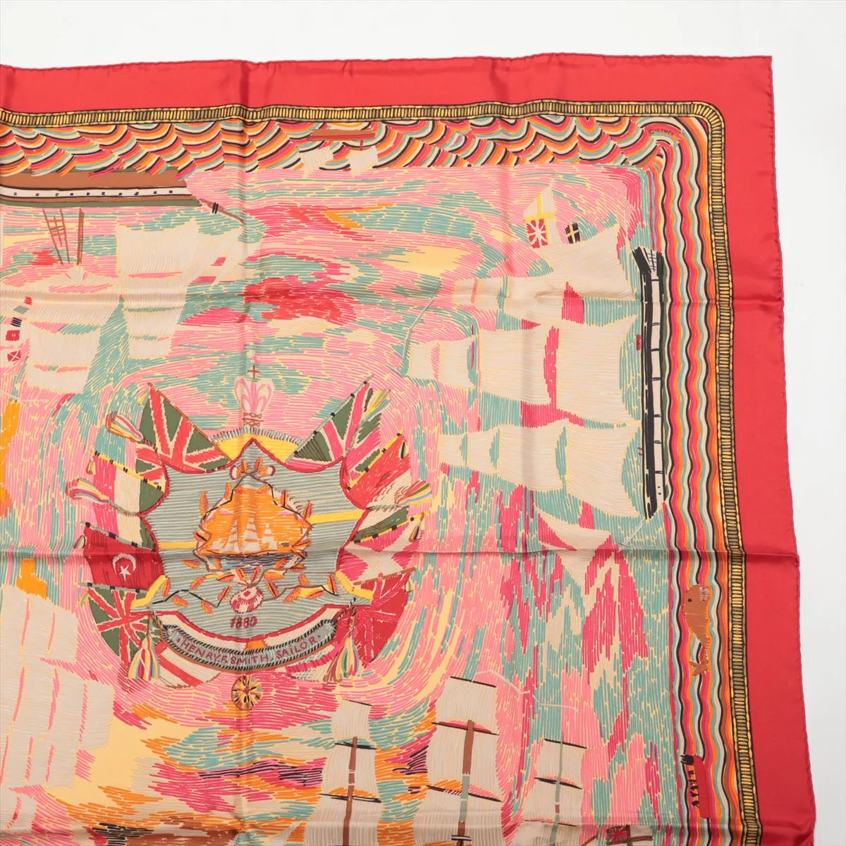 Carre 90 HENRY F SMITH SAILOR Scarf Silk Red — view 3