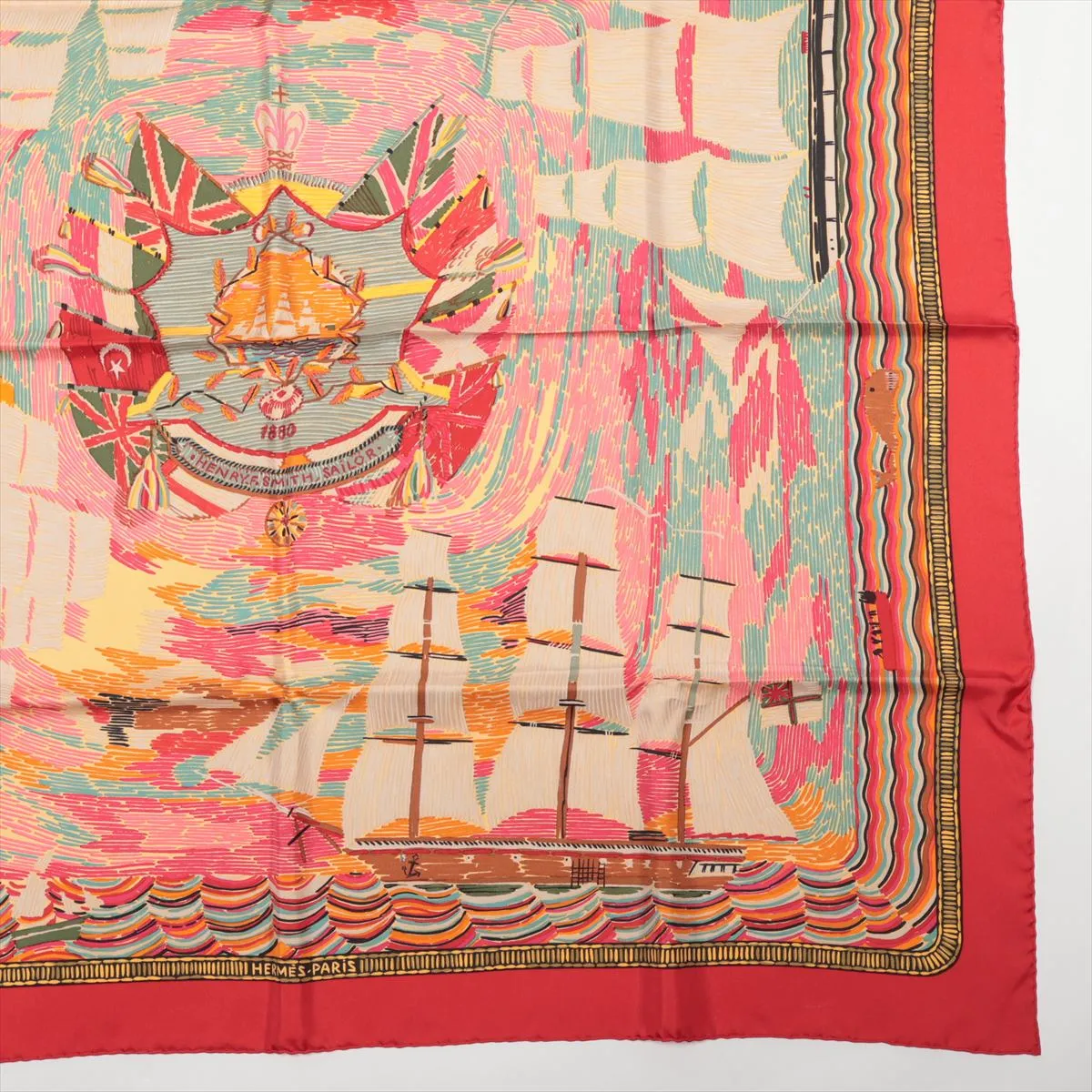 Carre 90 HENRY F SMITH SAILOR Scarf Silk Red — view 4