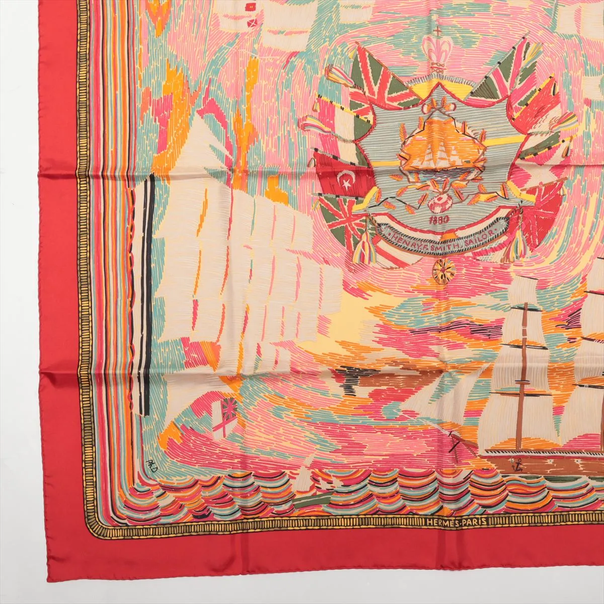Carre 90 HENRY F SMITH SAILOR Scarf Silk Red — view 5