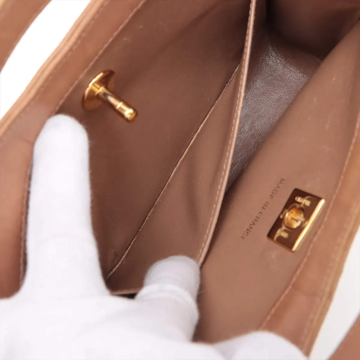 Matelasse Lambskin 2WAY Handbag Brown Gold Hardware 1218262 No. 1 — view 9