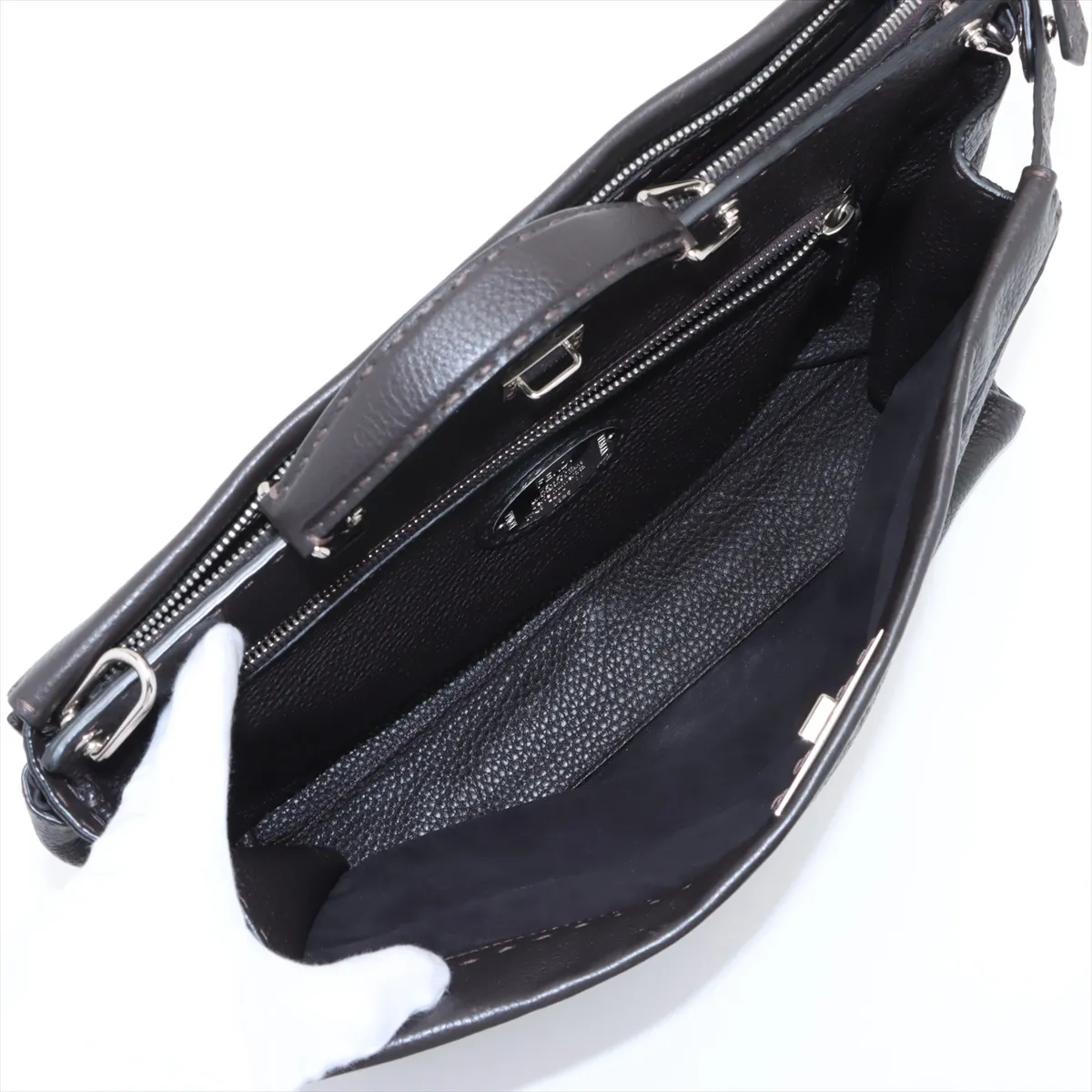 Selleria Peekaboo Leather 2WAY Handbag Brown 7VA388 — view 8
