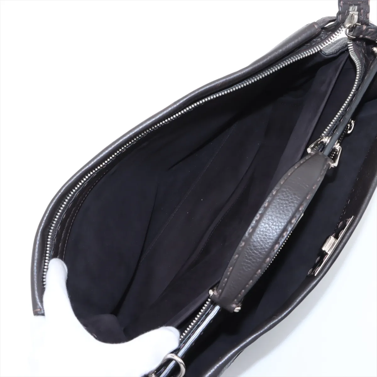 Selleria Peekaboo Leather 2WAY Handbag Brown 7VA388 — view 9