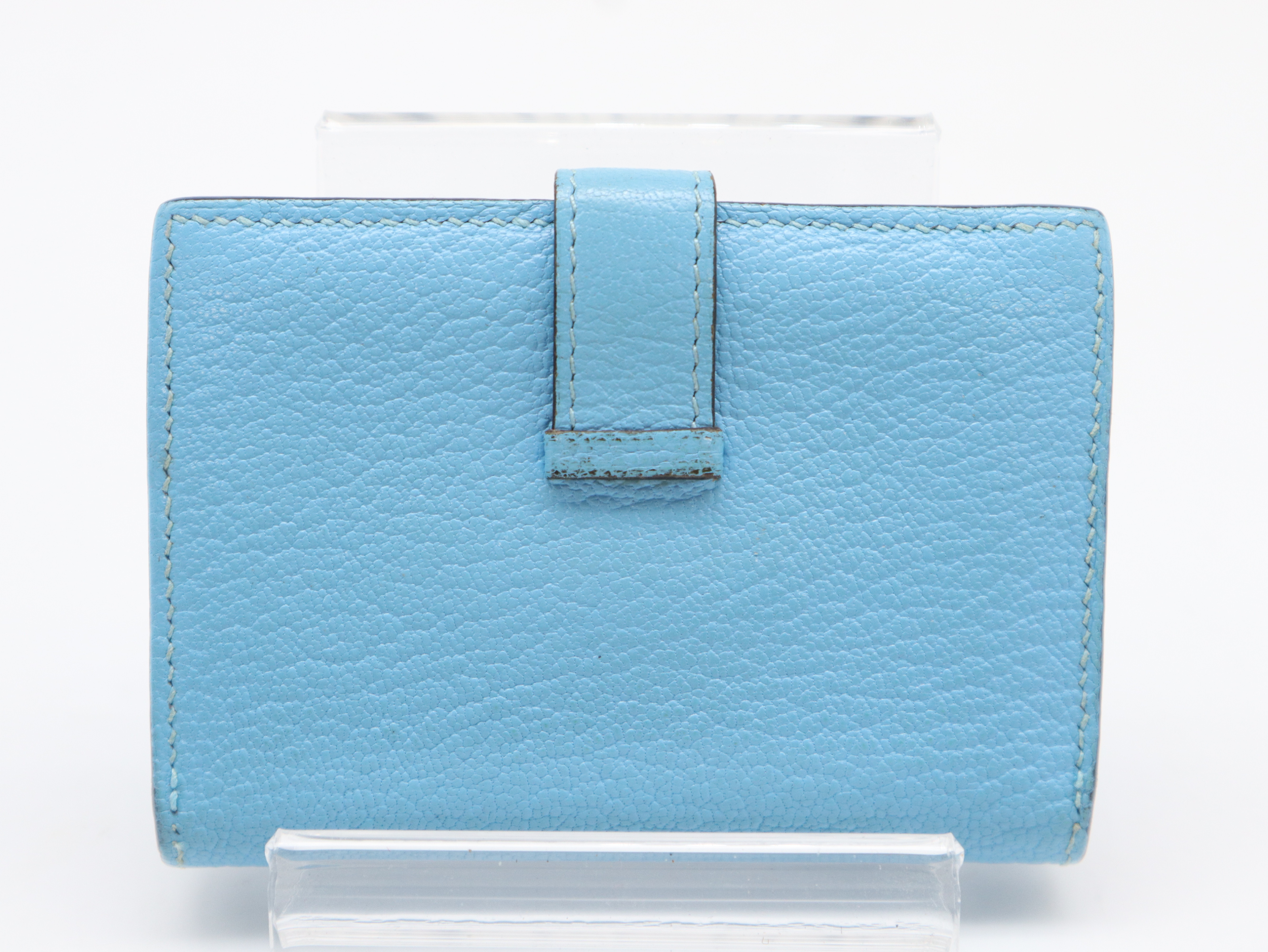 Bearn Mini Wallet L Engraved Chevre Blue Wallet — view 2