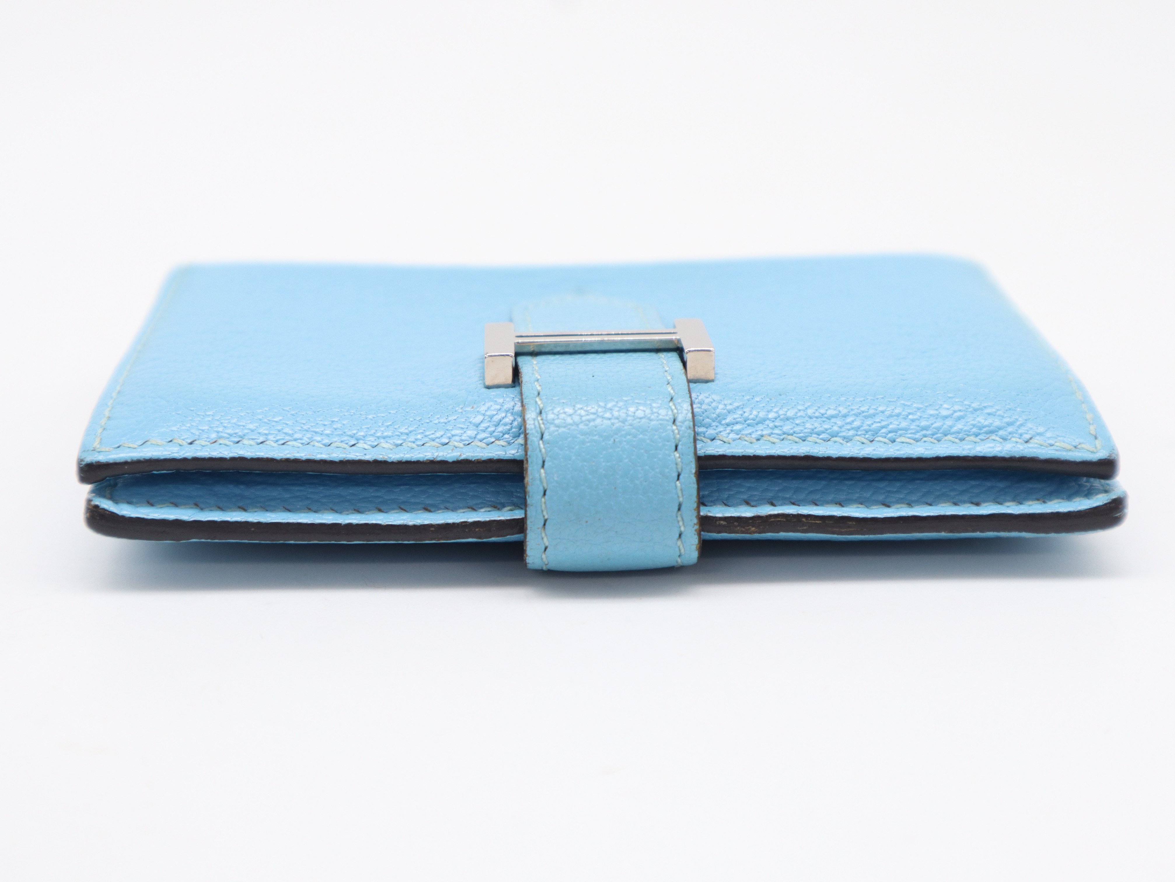 Bearn Mini Wallet L Engraved Chevre Blue Wallet — view 3