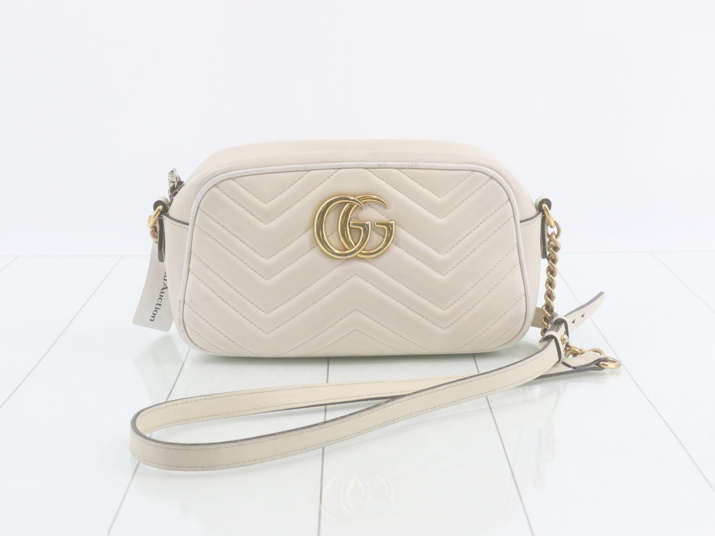 Marmont Quilted Shoulder Bag, White, 447632