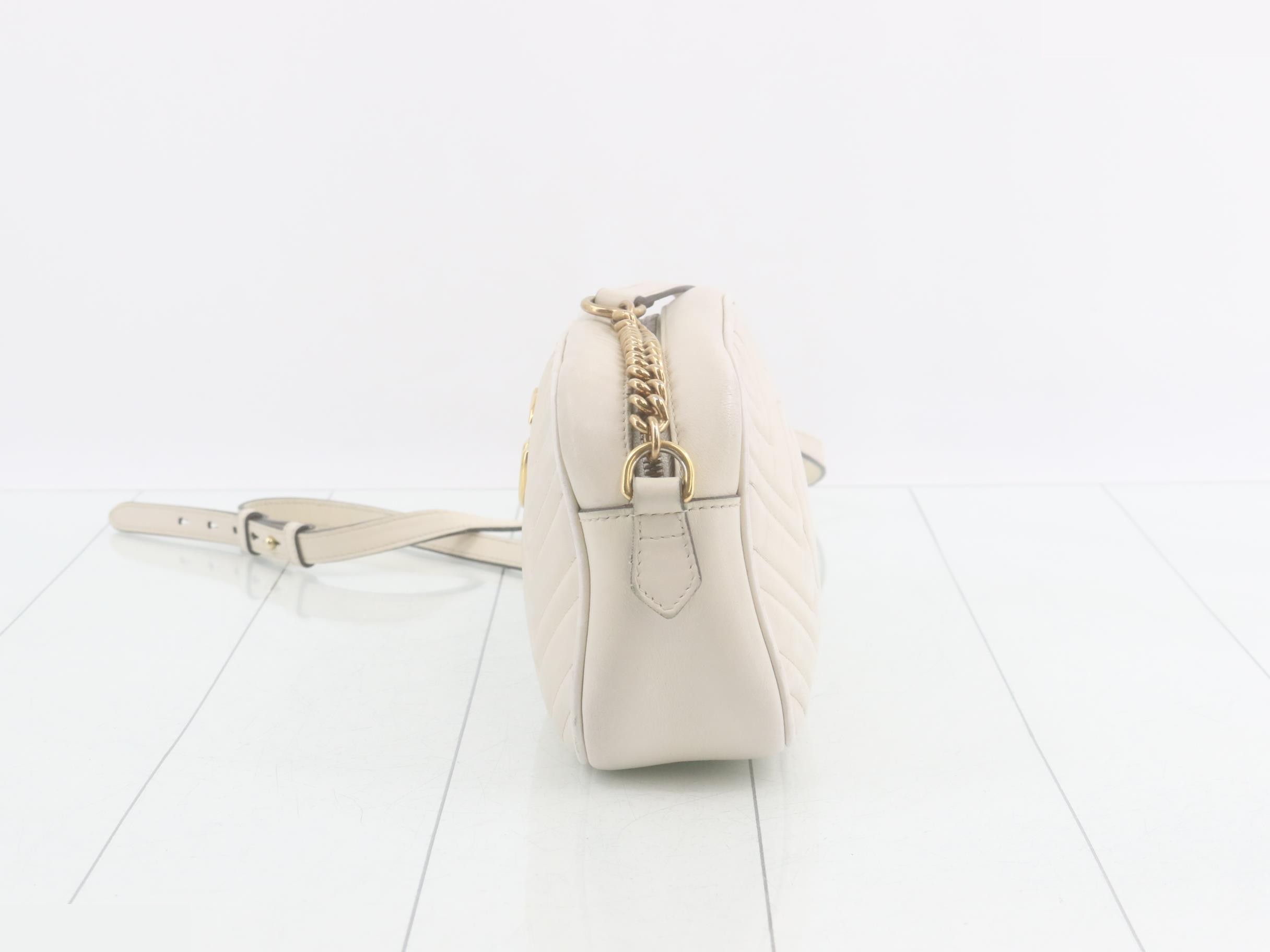 Marmont Quilted Shoulder Bag, White, 447632 — view 3