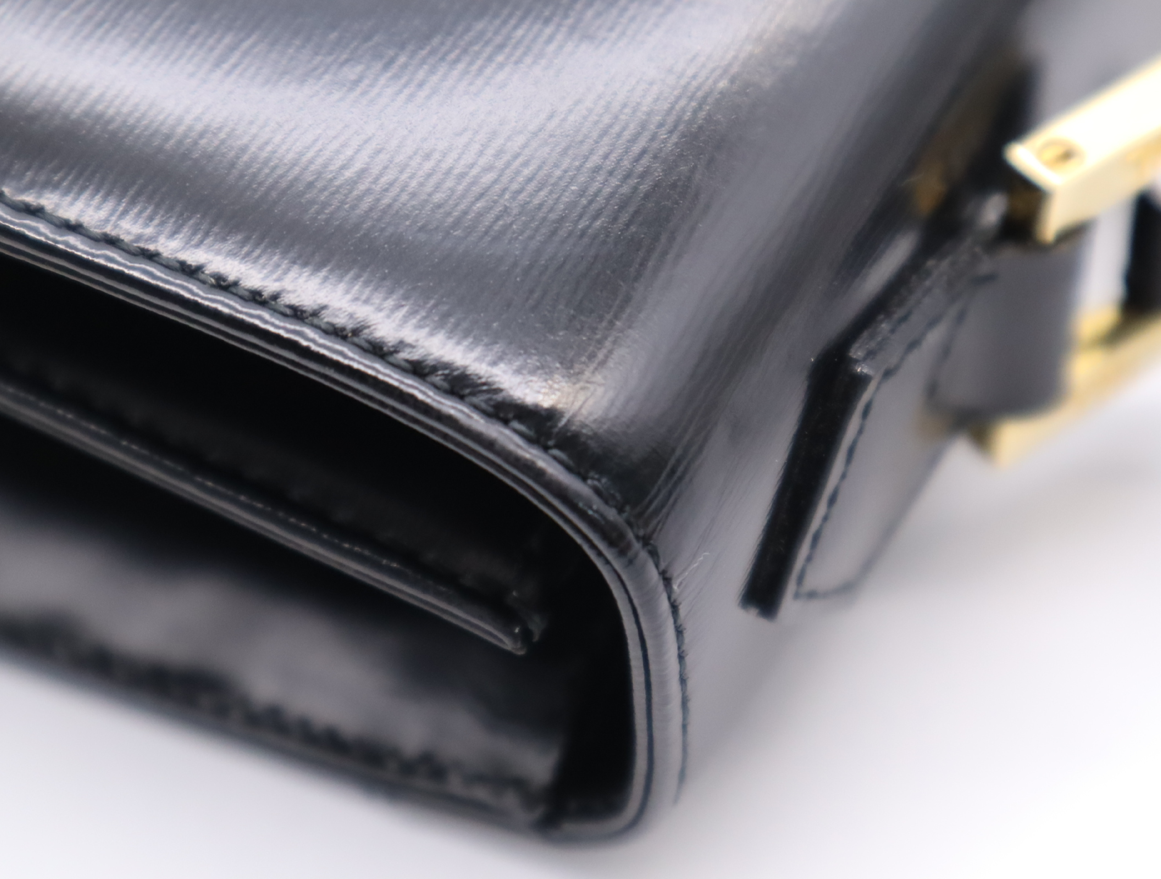 Leather Black Gold Hardware Handbag — view 8