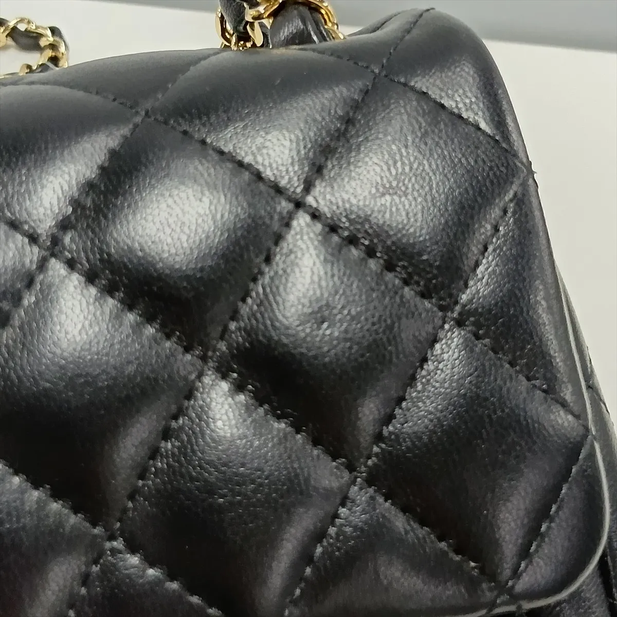 Mini Matelassé 17 Lambskin Single Flap Single Chain Bag, Black with Gold Hardware, 31248640, Serial Number 31-A35200 — view 14