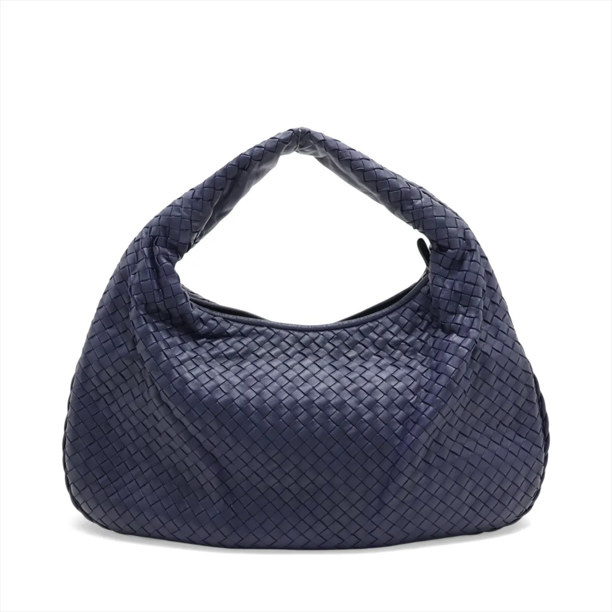Intrecciato Hobo Leather Shoulder Bag, Blue — view 2