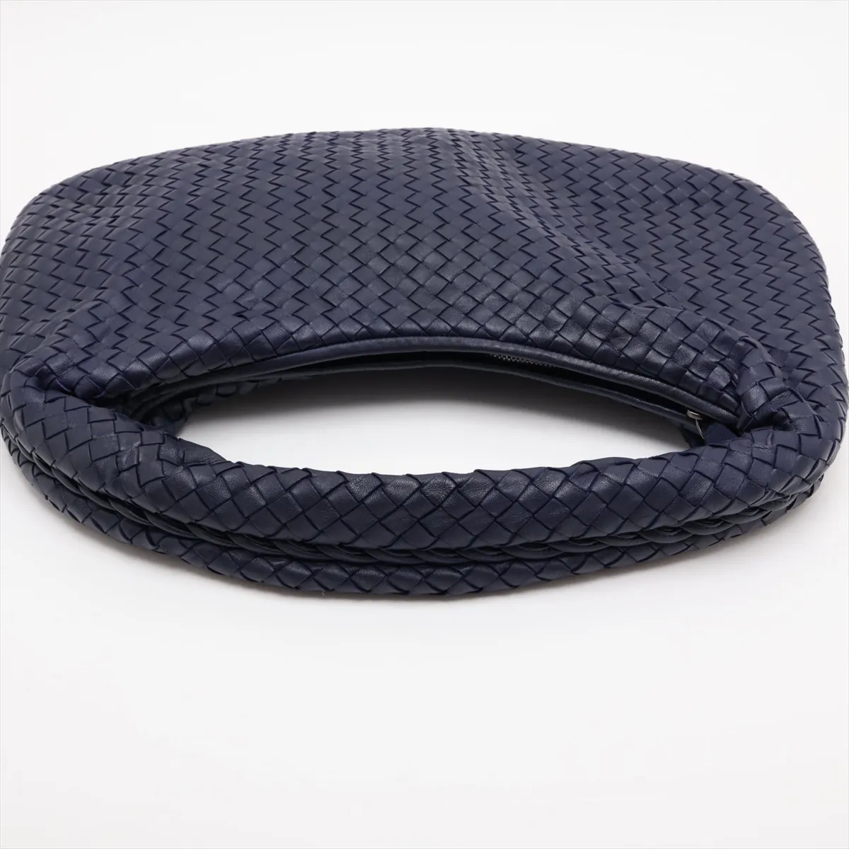 Intrecciato Hobo Leather Shoulder Bag, Blue — view 5