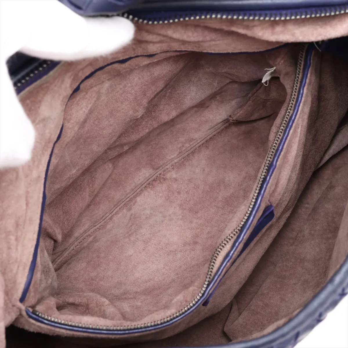 Intrecciato Hobo Leather Shoulder Bag, Blue — view 8