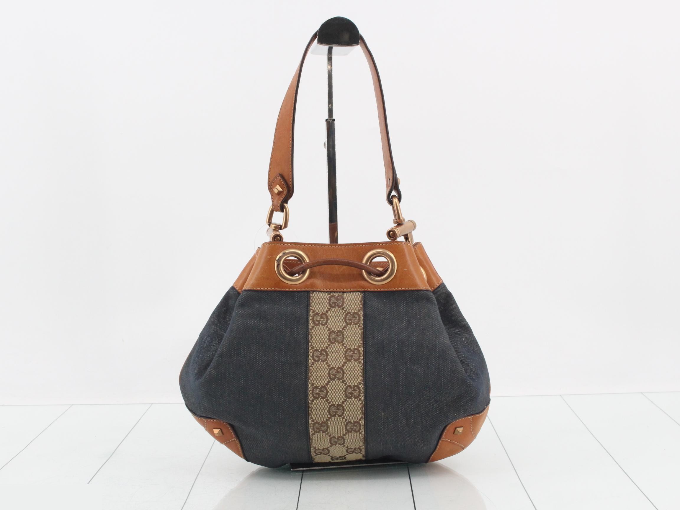 Denim drawstring shoulder bag — view 2