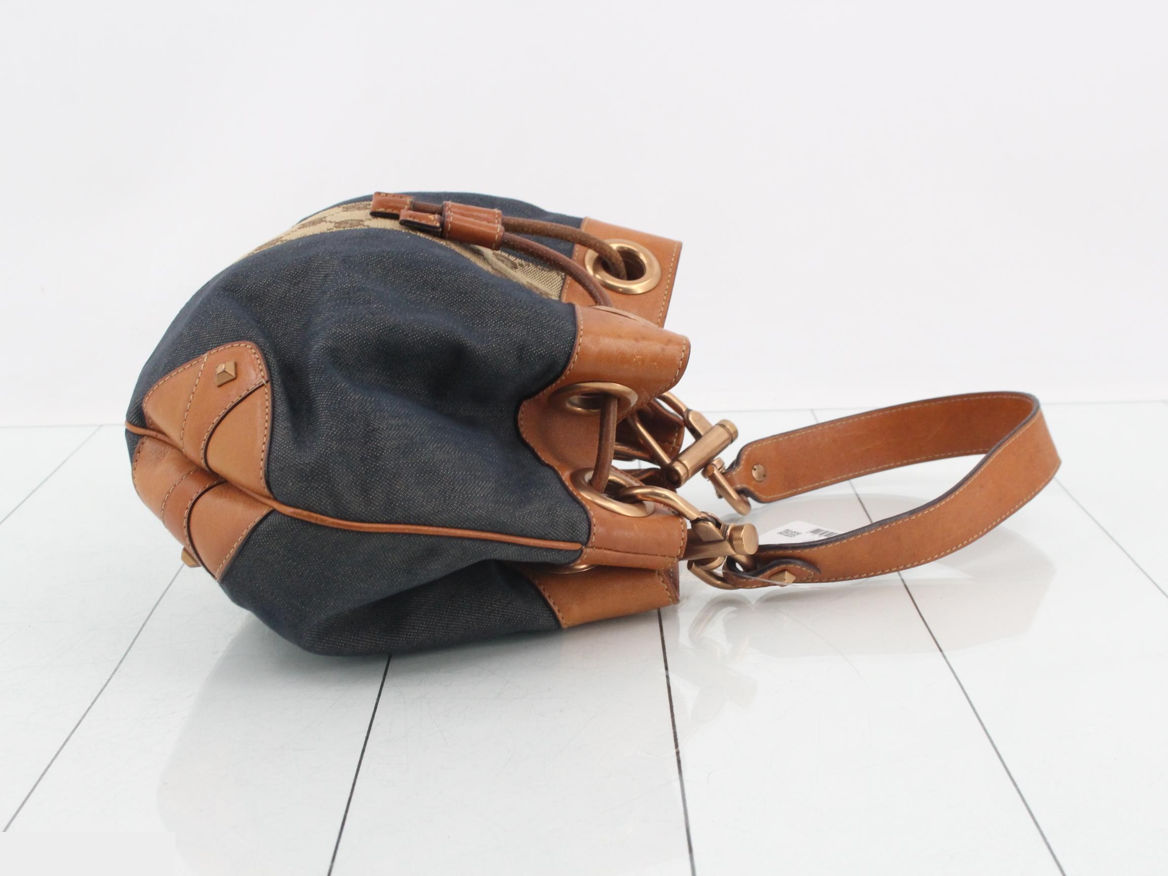 Denim drawstring shoulder bag — view 3