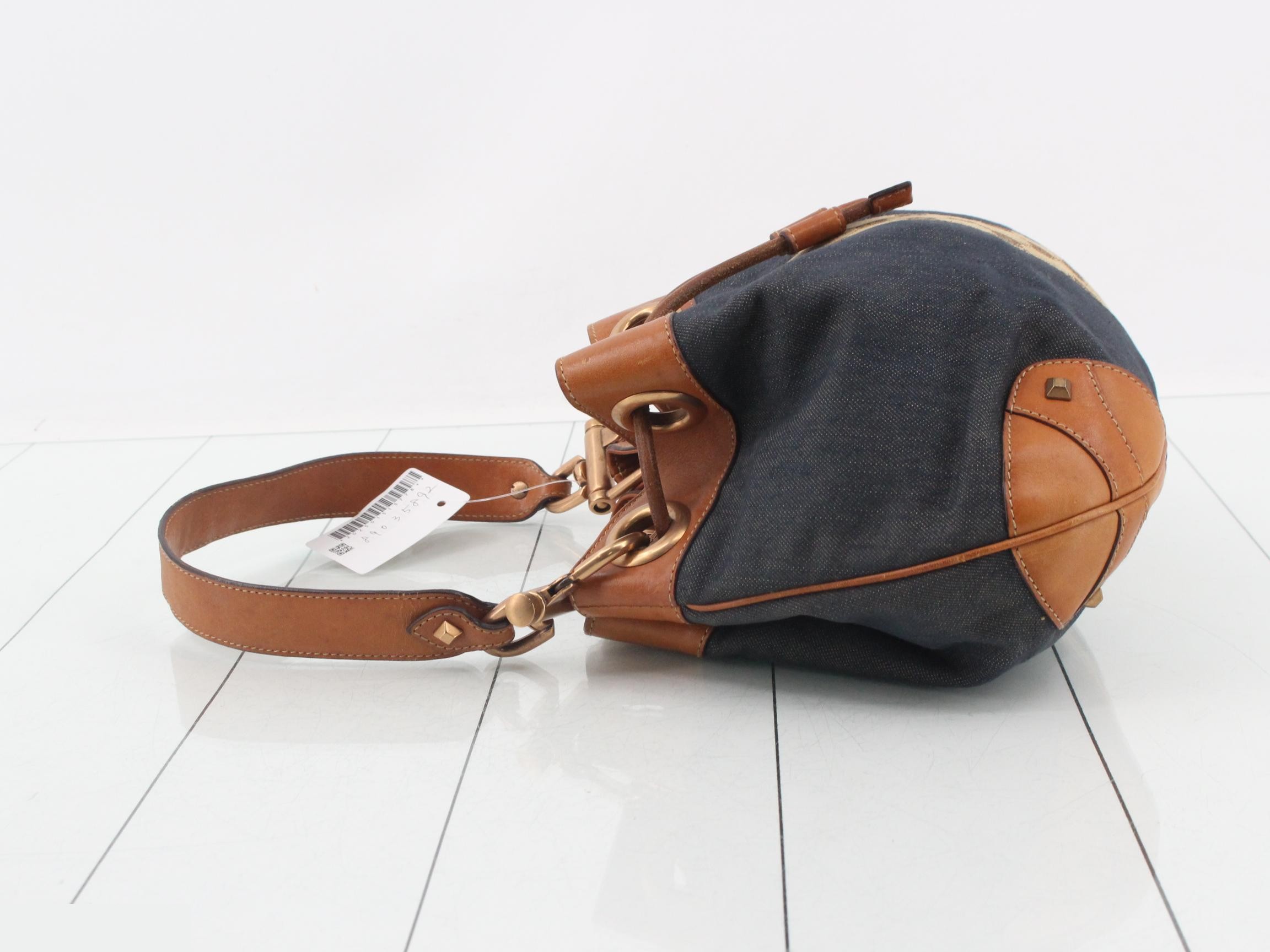 Denim drawstring shoulder bag — view 4
