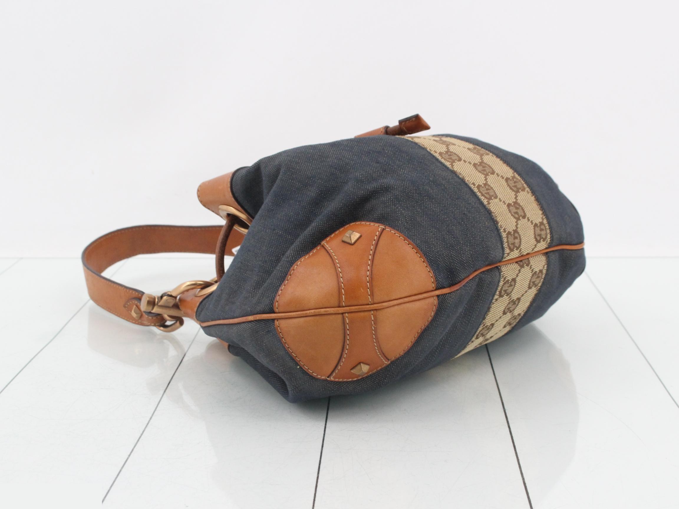 Denim drawstring shoulder bag — view 5