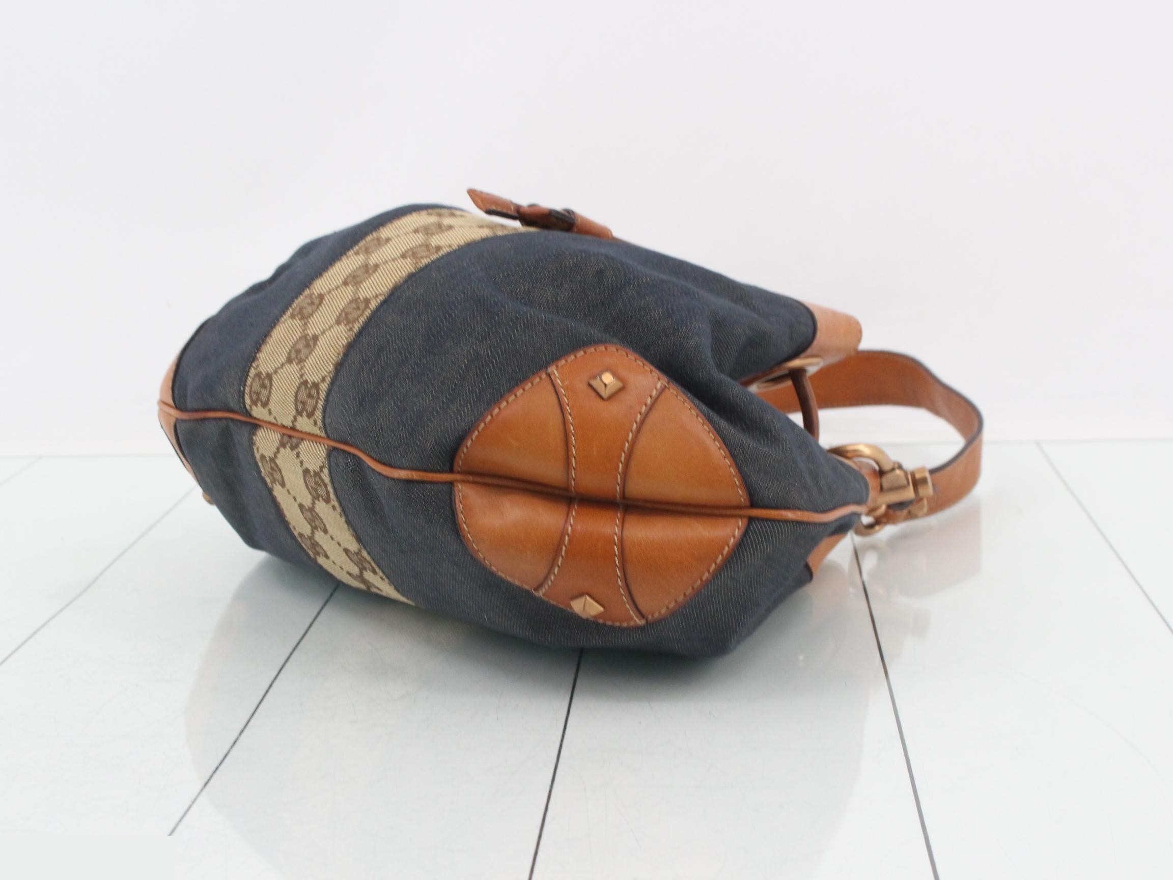 Denim drawstring shoulder bag — view 6