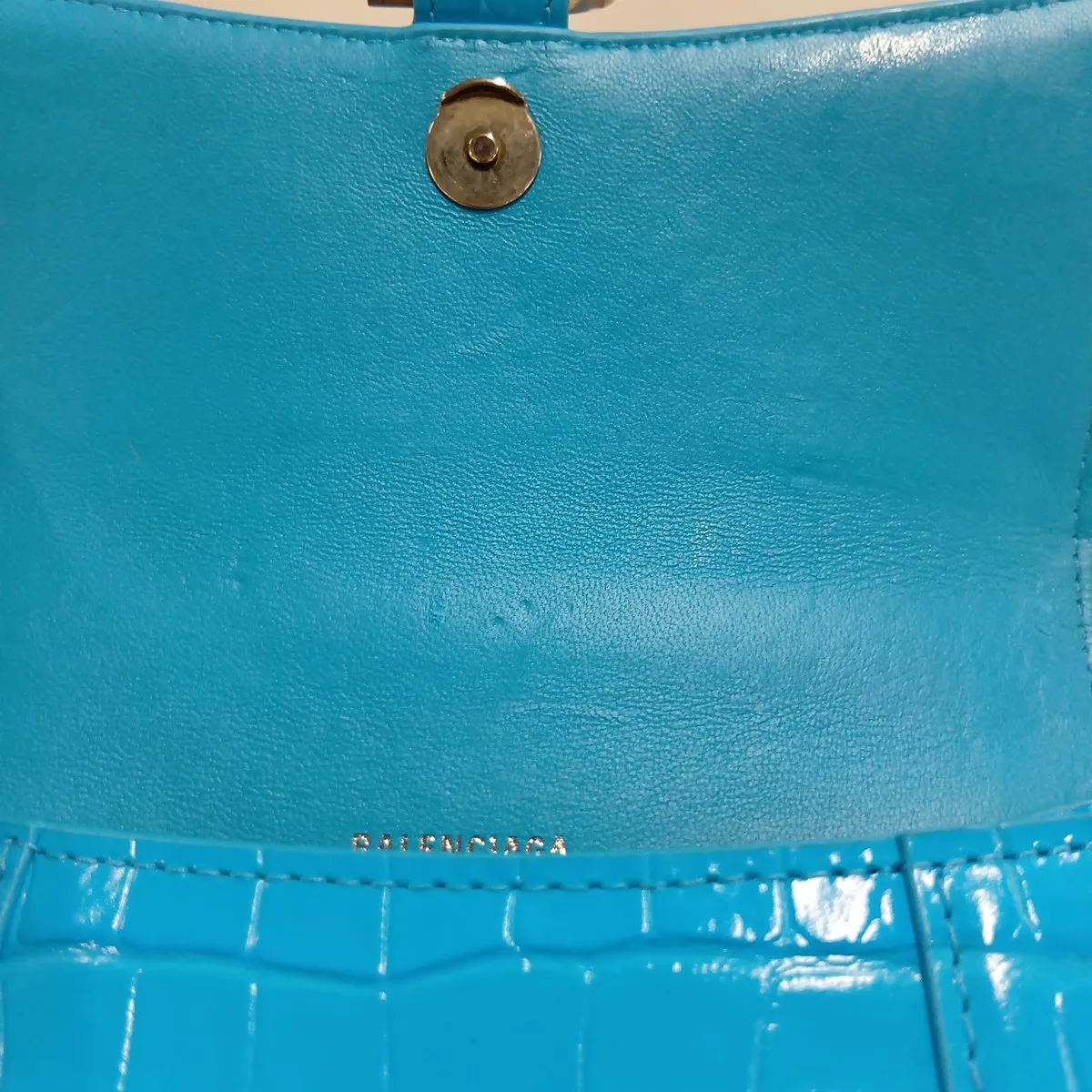 Hourglass XS 592833 Crocodile Embossed 2-Way Handbag Blue — view 11